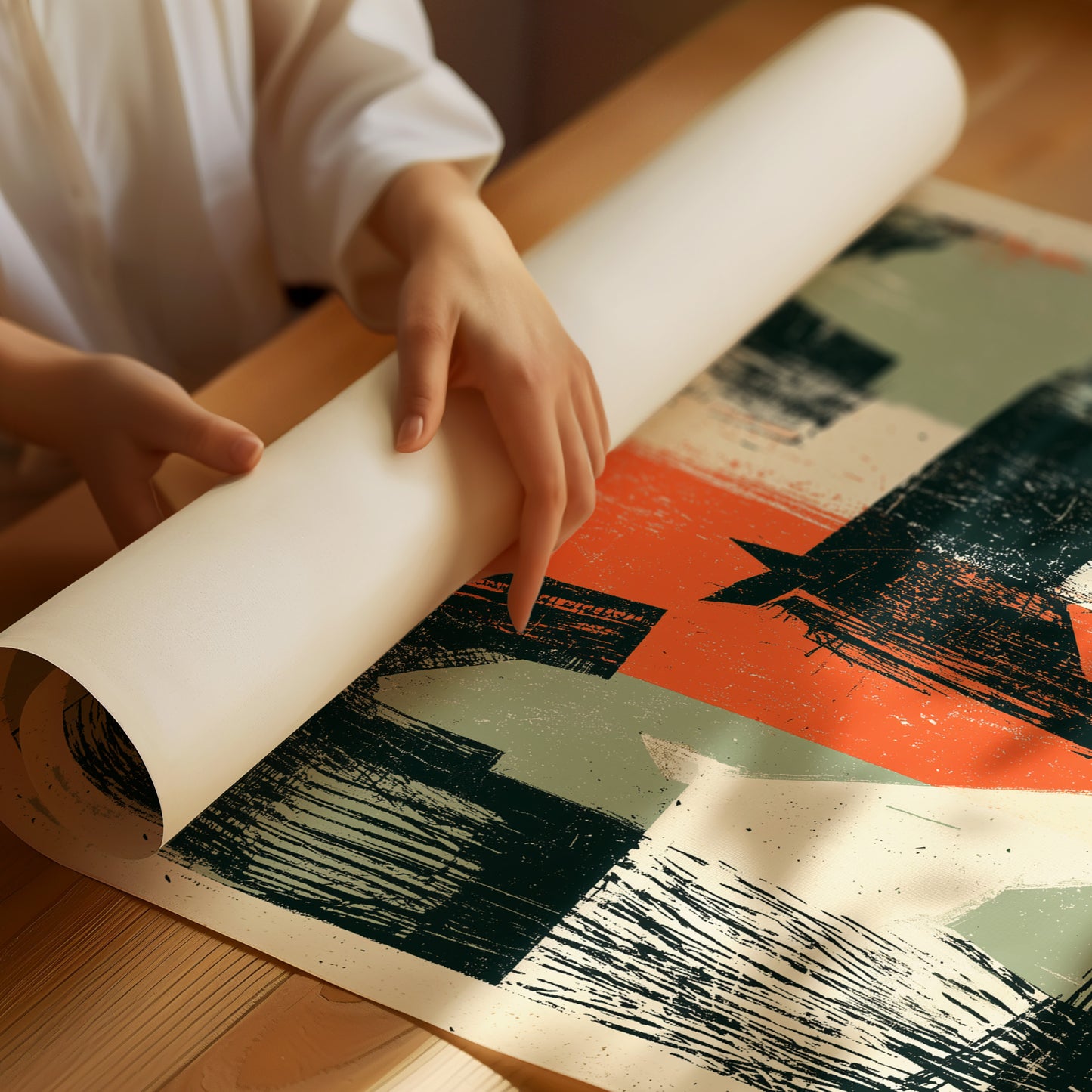 Abstract Rangeland Woodcut