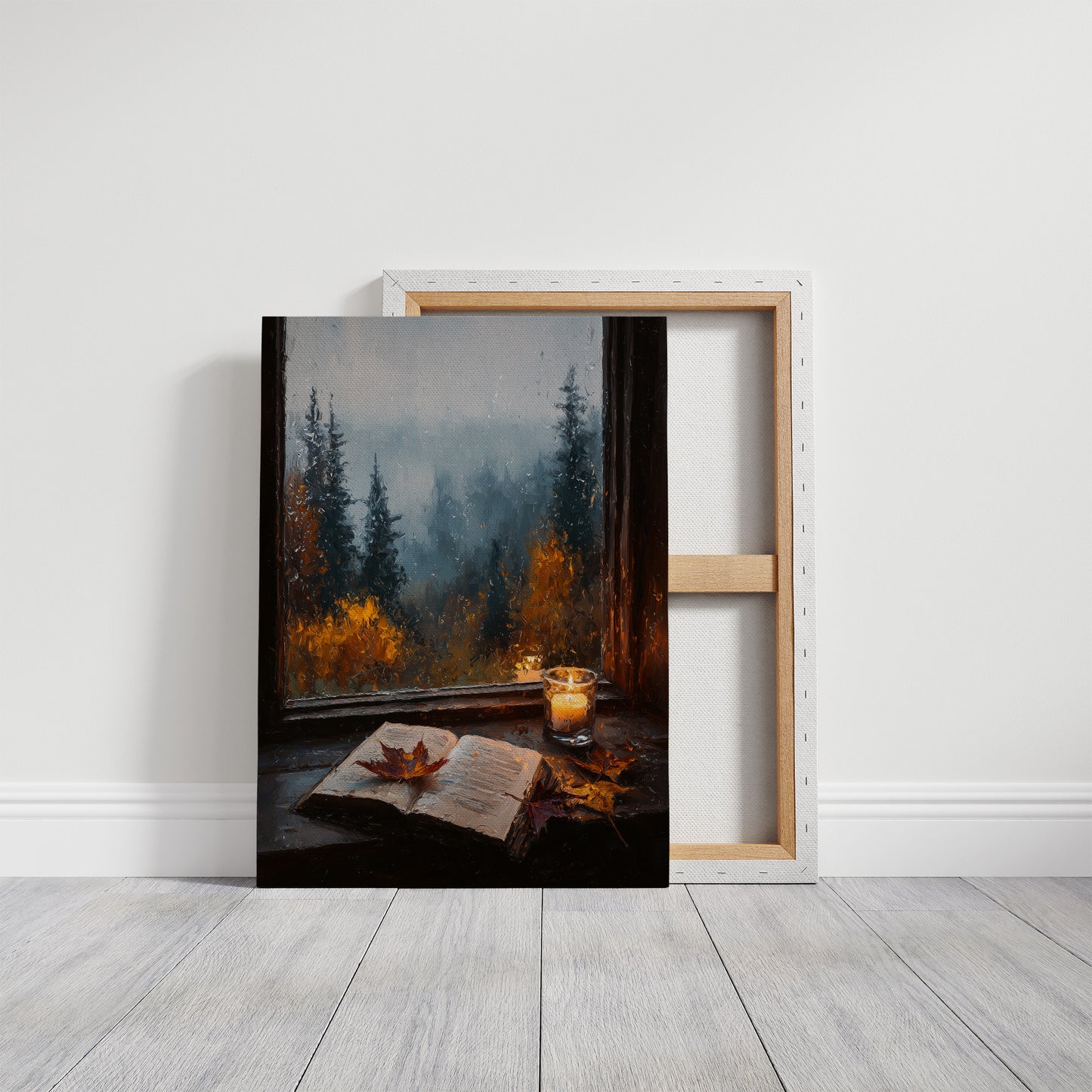 Autumn Pages Against Misty Pines