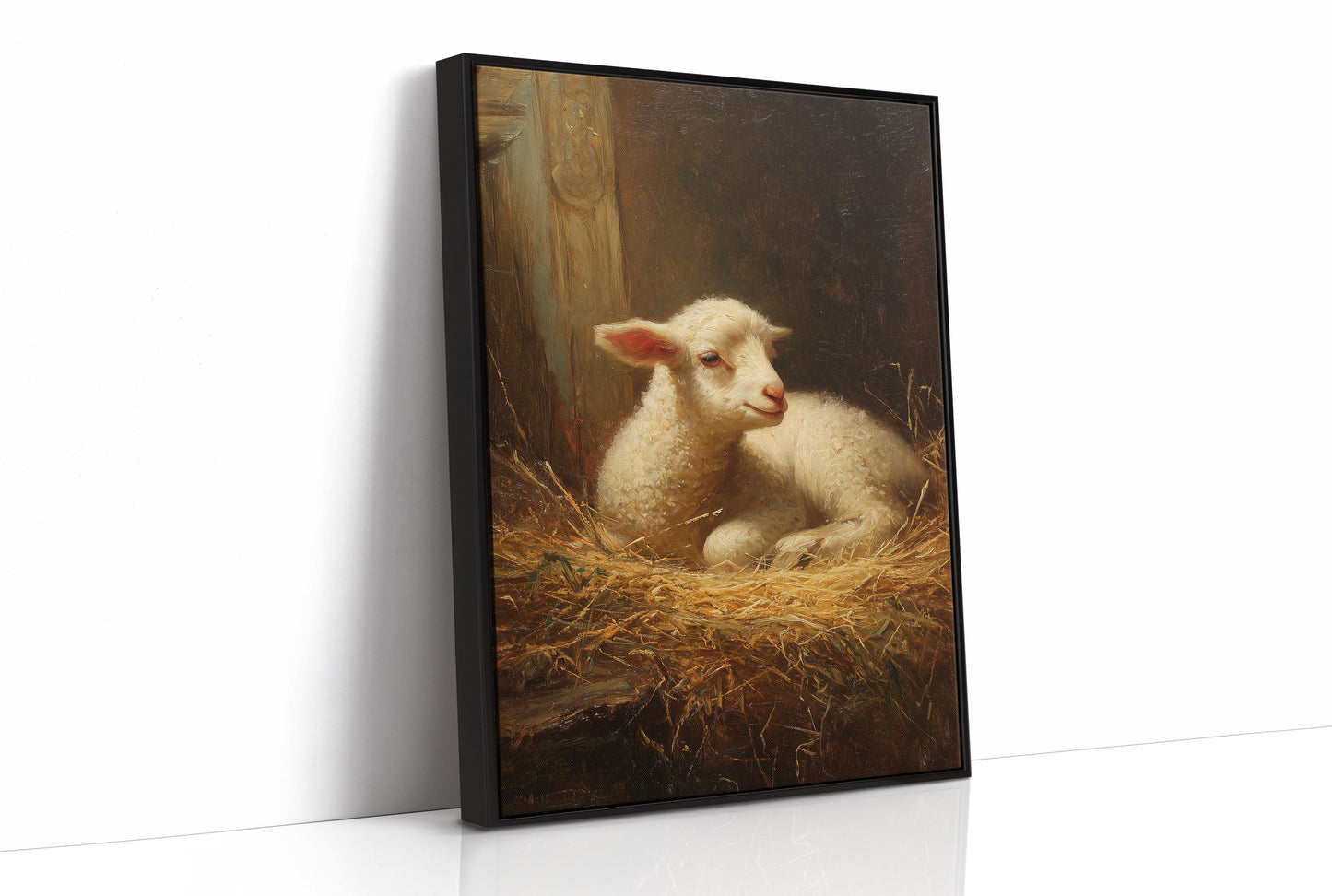 Innocent Lamb Rests in Golden Straw