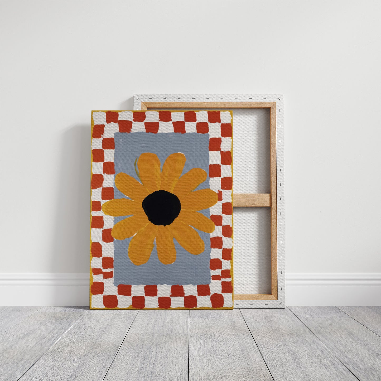 Checkered Borders Frame Golden Bloom