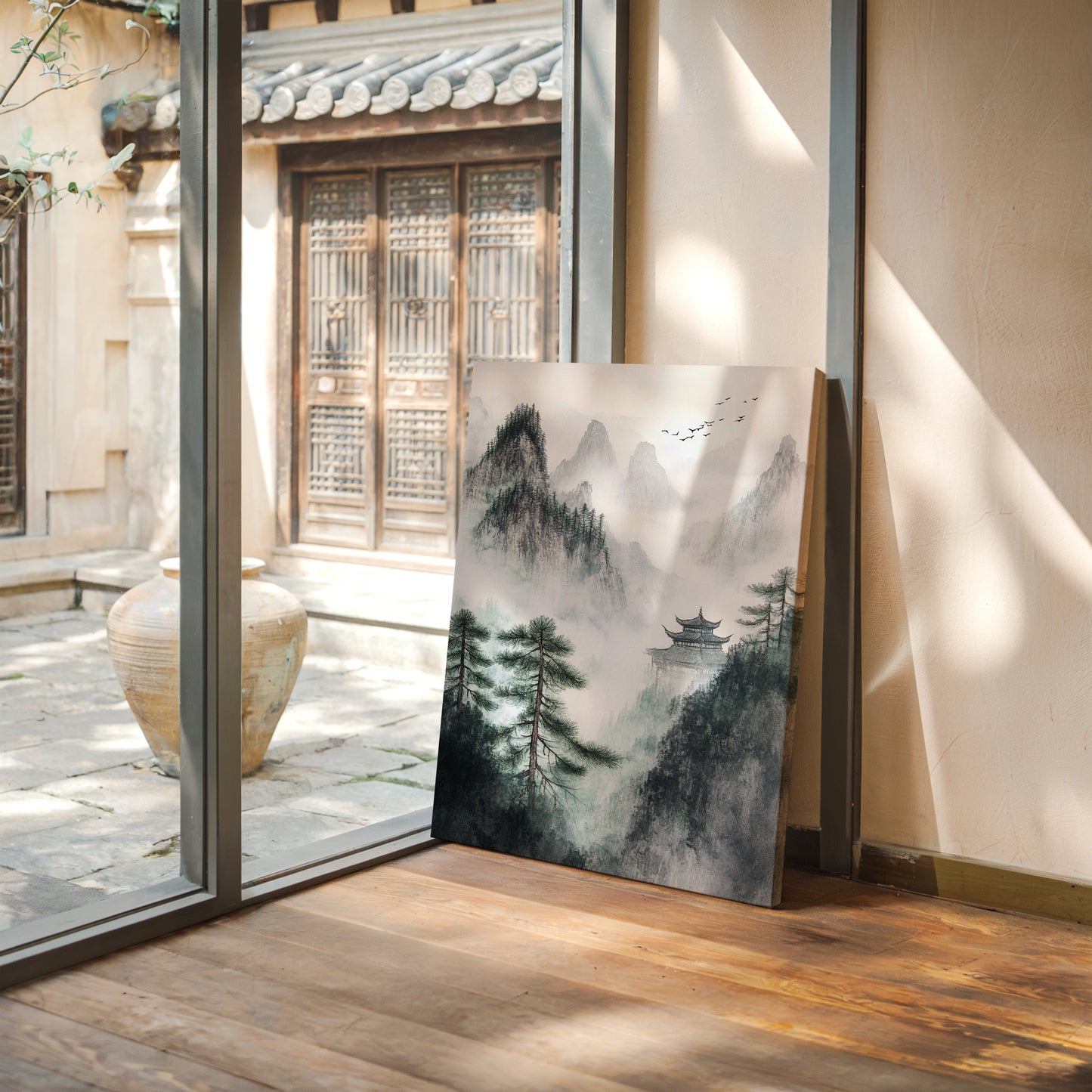 Misty Mountain Landscape – Tranquil Chinese Zen Wall Art