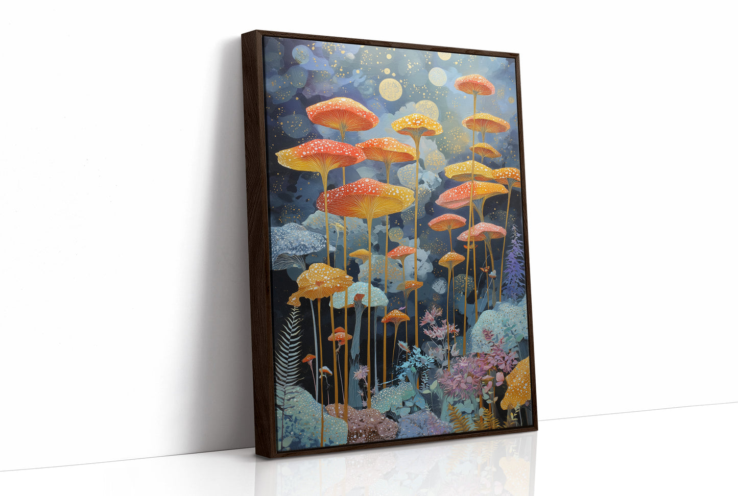 Luminous Mushrooms Dance Under Stars