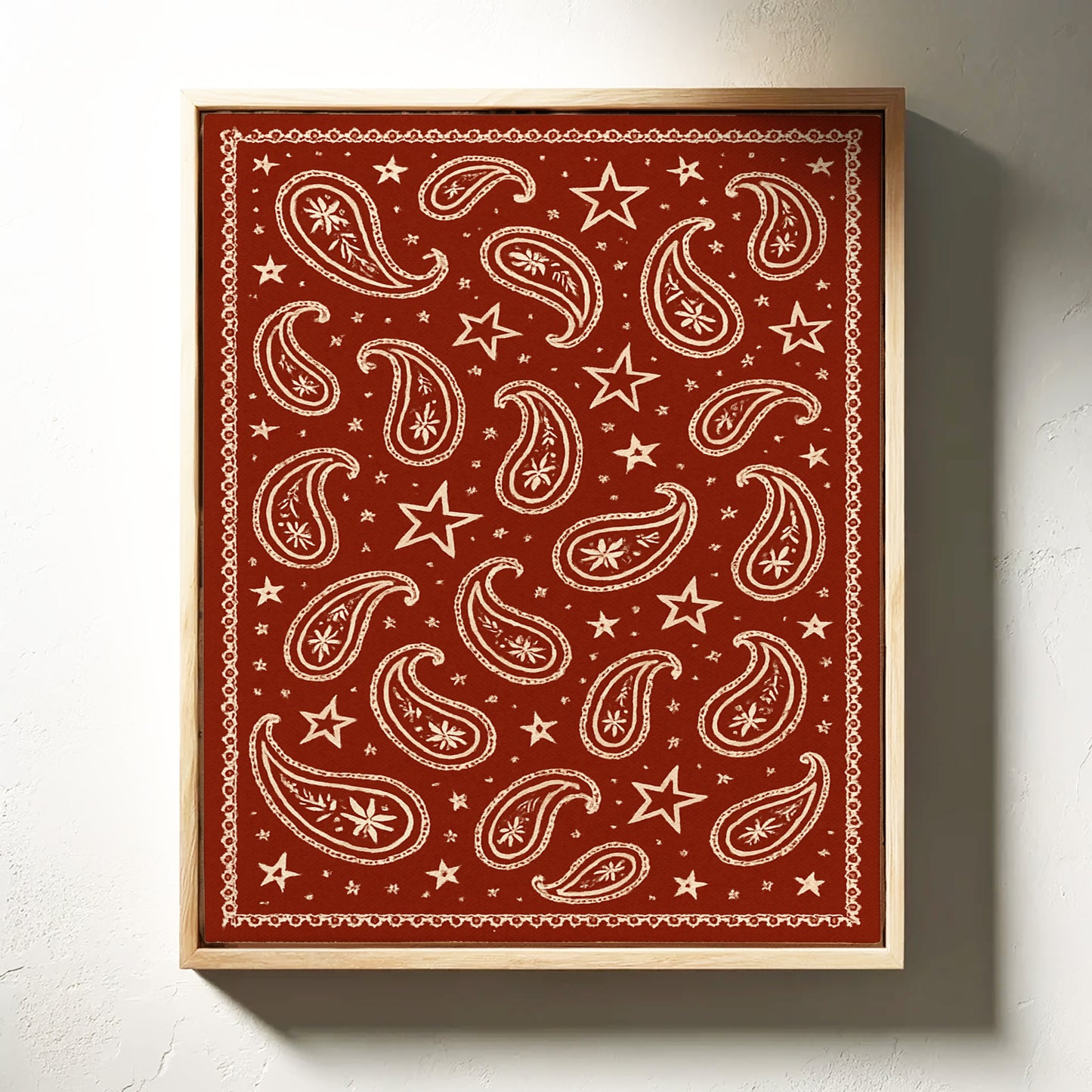 Vintage Red Bandana Star Paisley Print