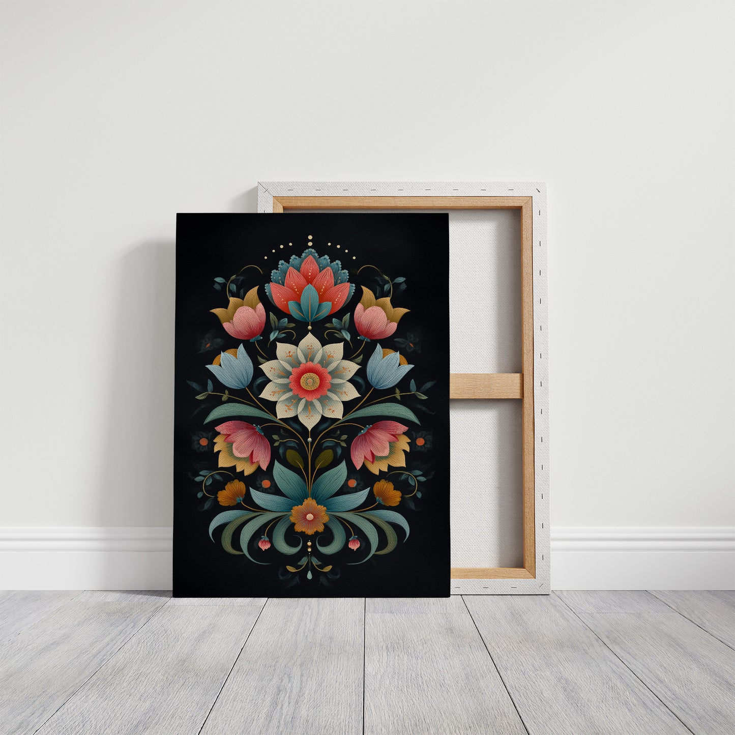 Midnight Garden Blooms In Coral