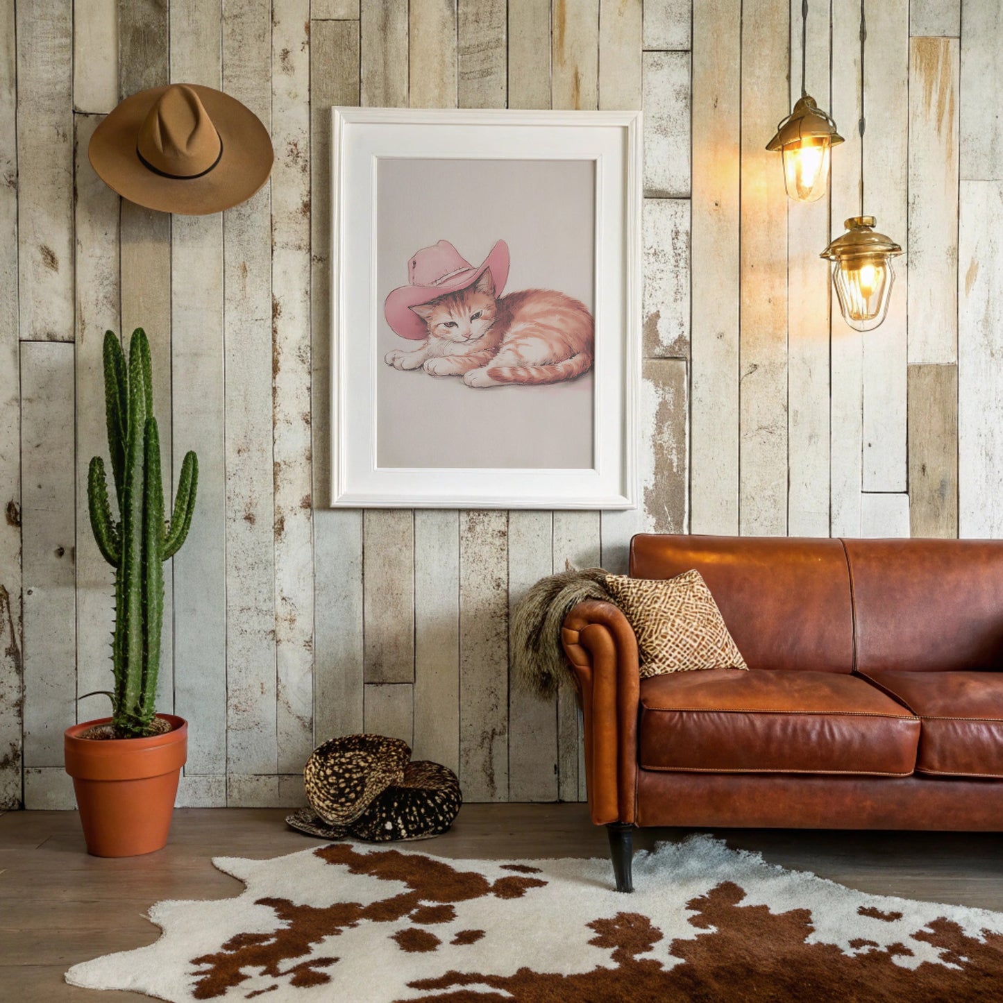 Ranch Cat Borrows Pink Cowboy Hat