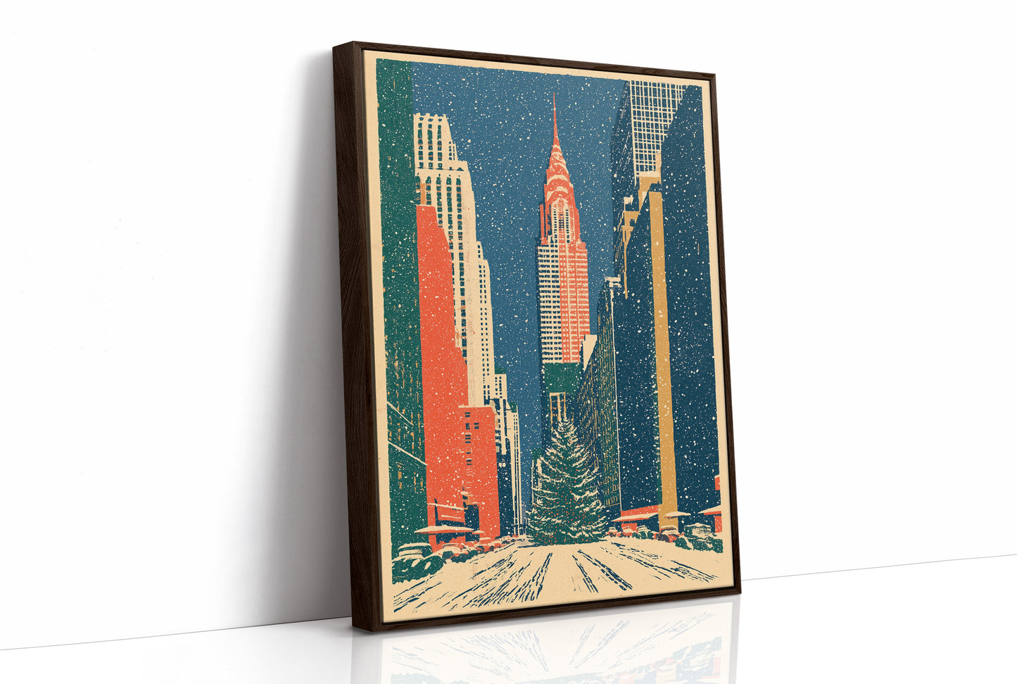 Snowy New York Skyline Christmas