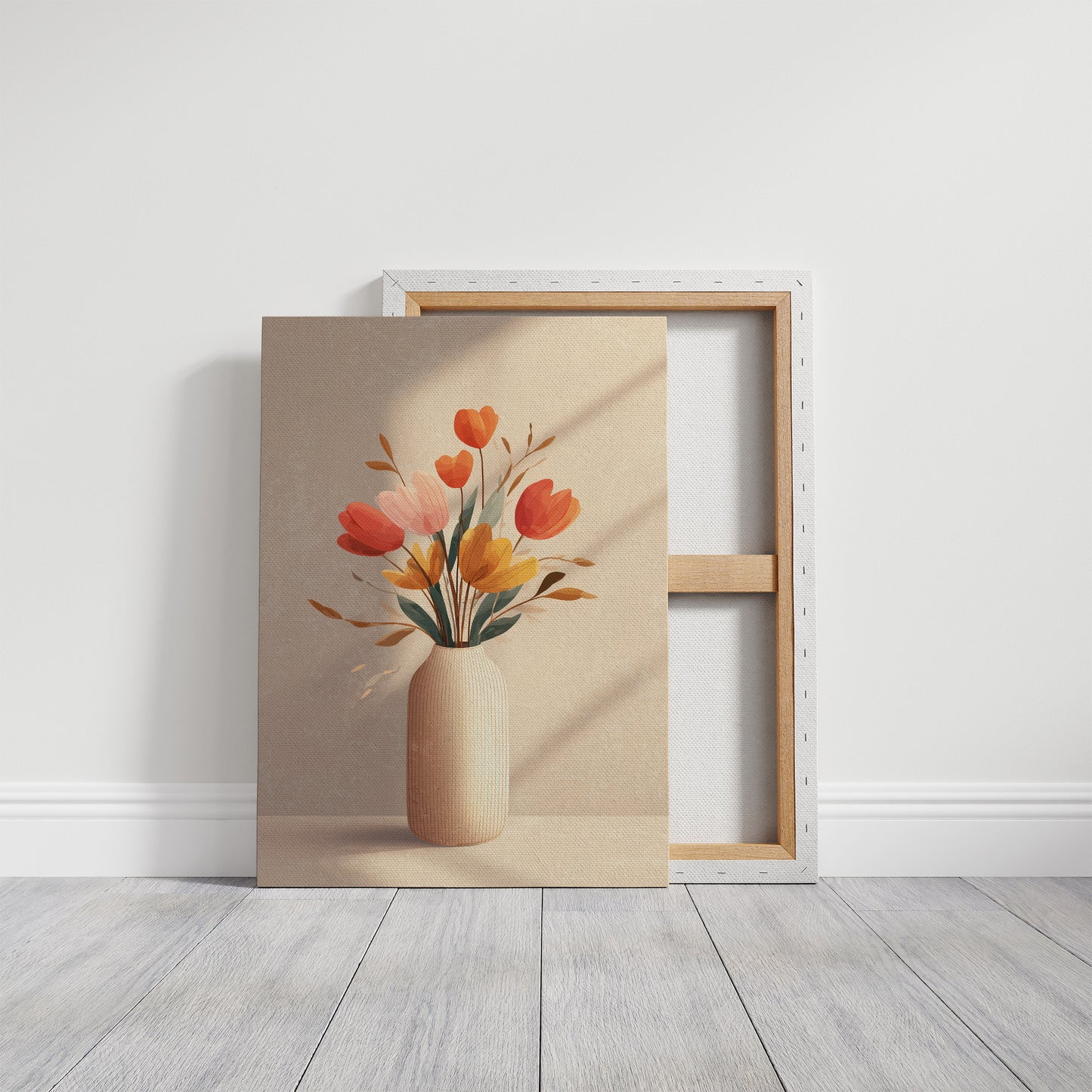 Sunlit Tulips in Minimalist Embrace