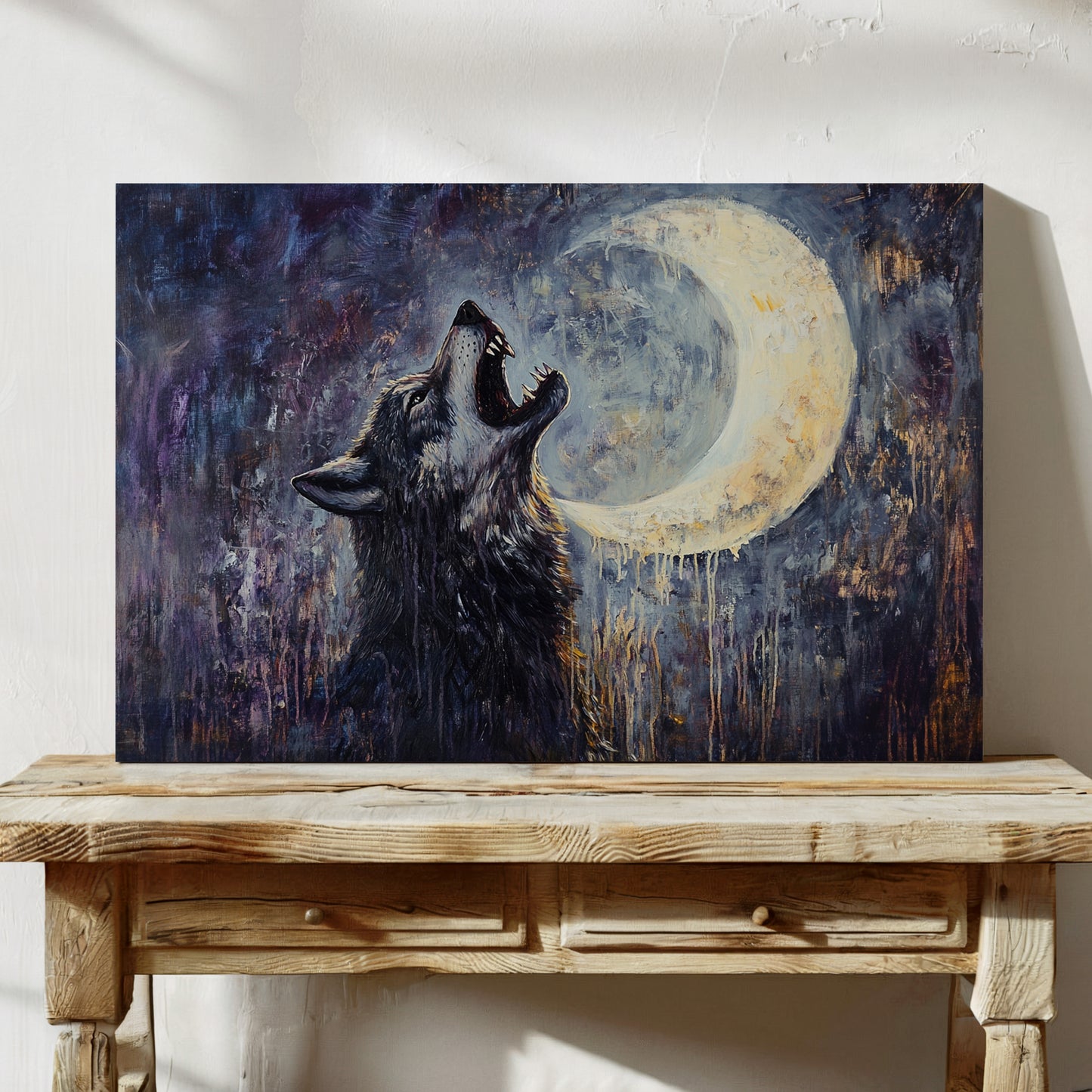 Lone Wolf Howl Under the Moon