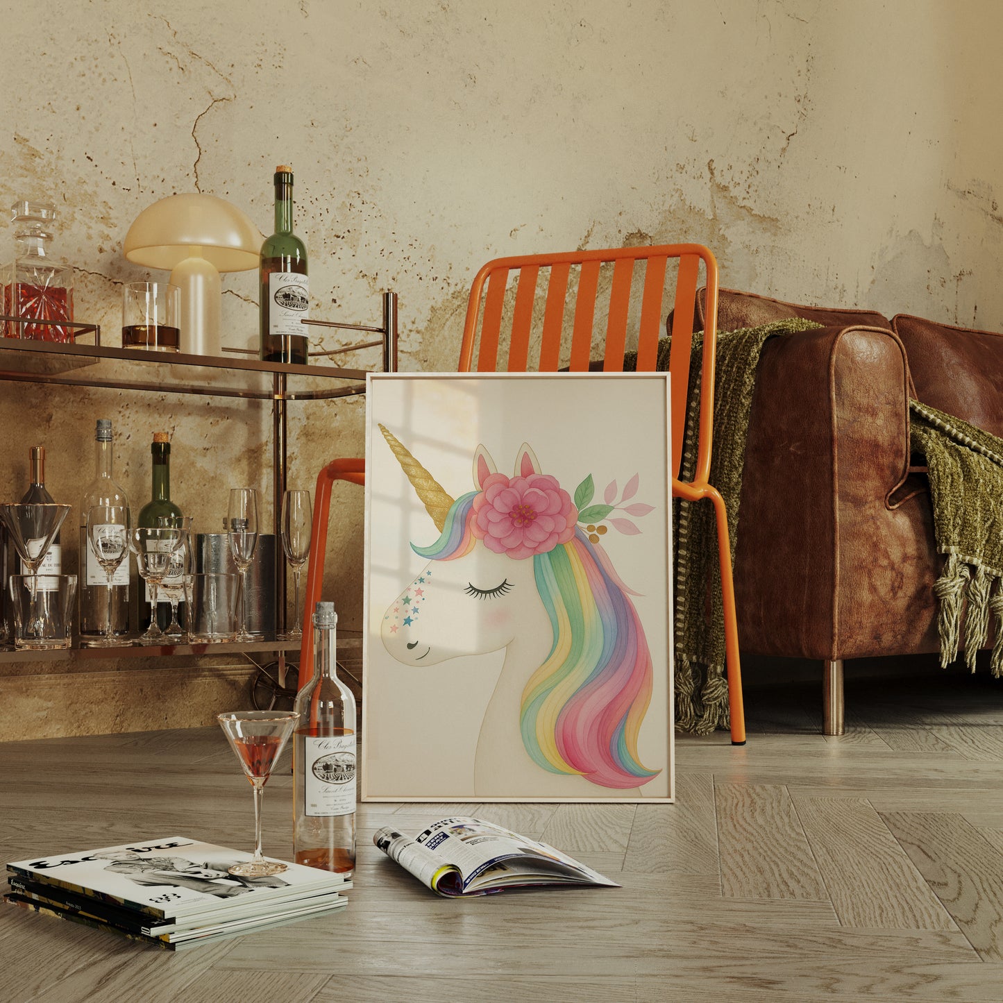 Starlit Unicorn with Rainbow Mane