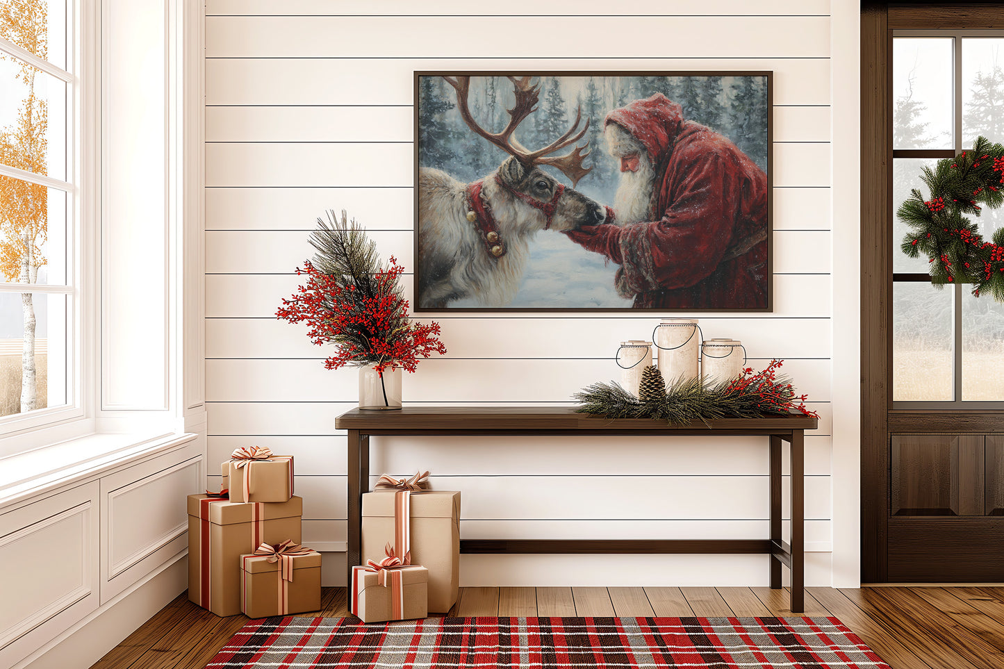 Reindeer Meets Winter's Gentle Friend