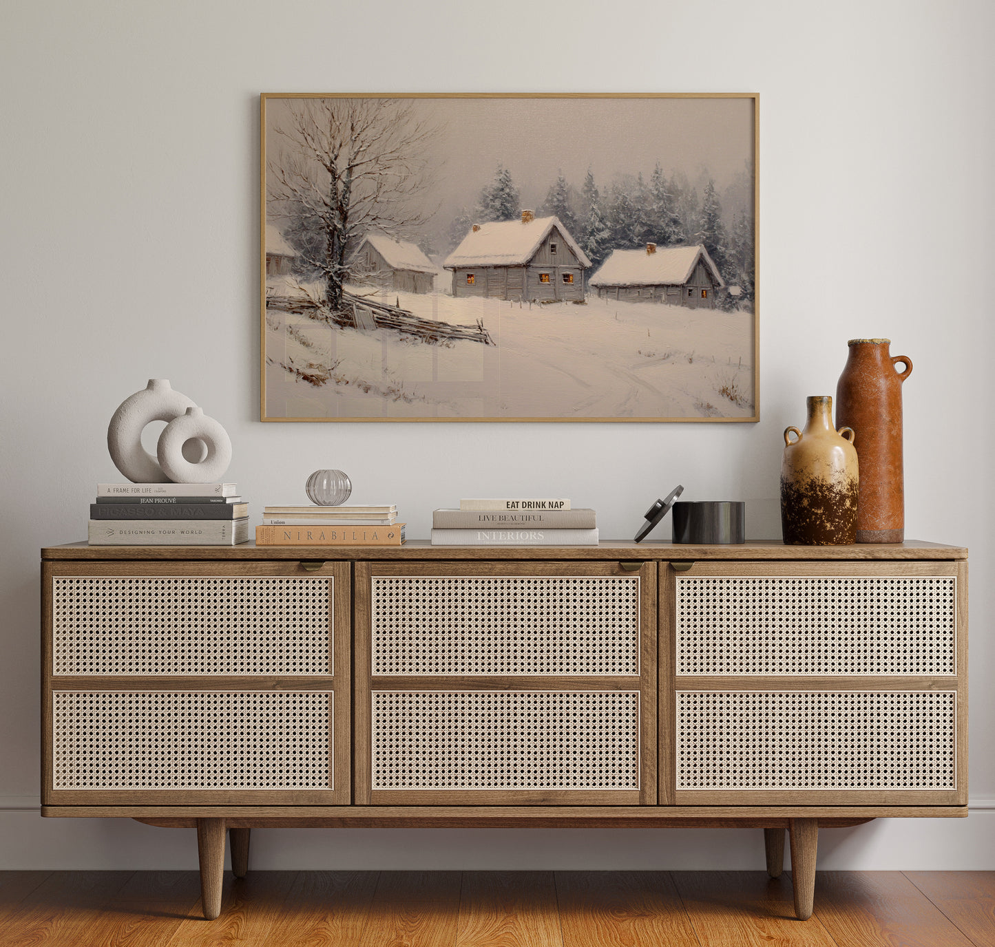 Cottages Beneath a Winter Veil