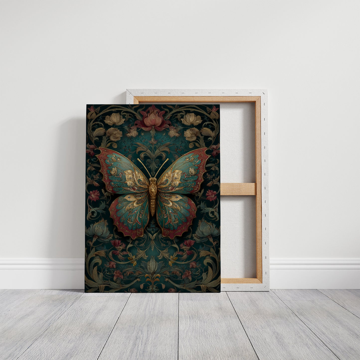 Gilded Wings Among Midnight Blooms