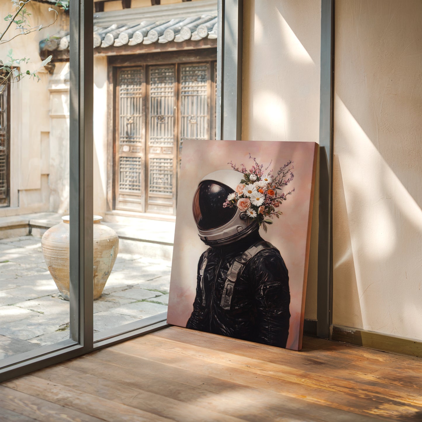 Astronaut with Blossoms on Blush