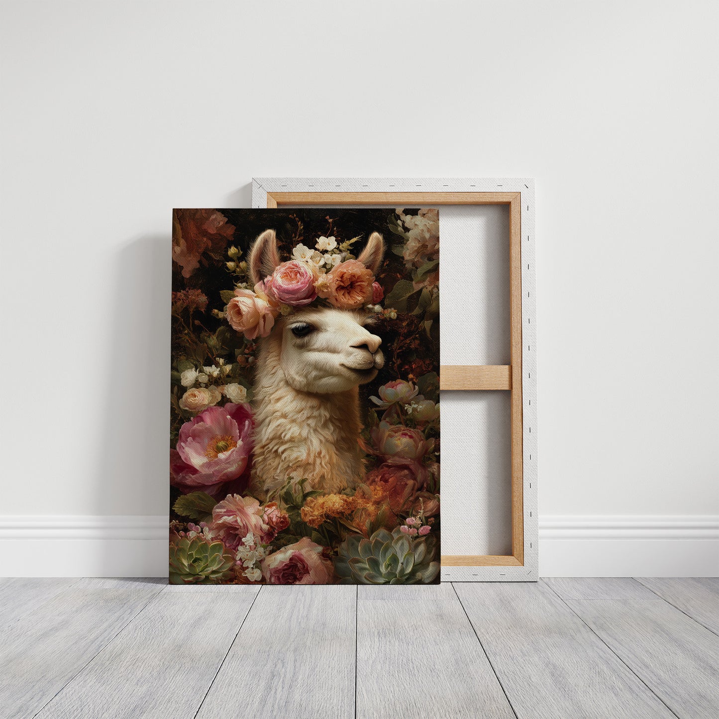 Crowned Llama In Floral Court