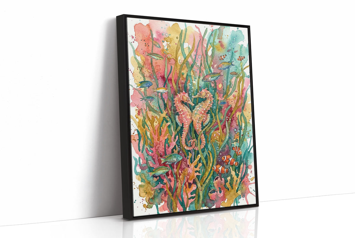 Seagrass Sweethearts: Watercolor Seahorse Duo