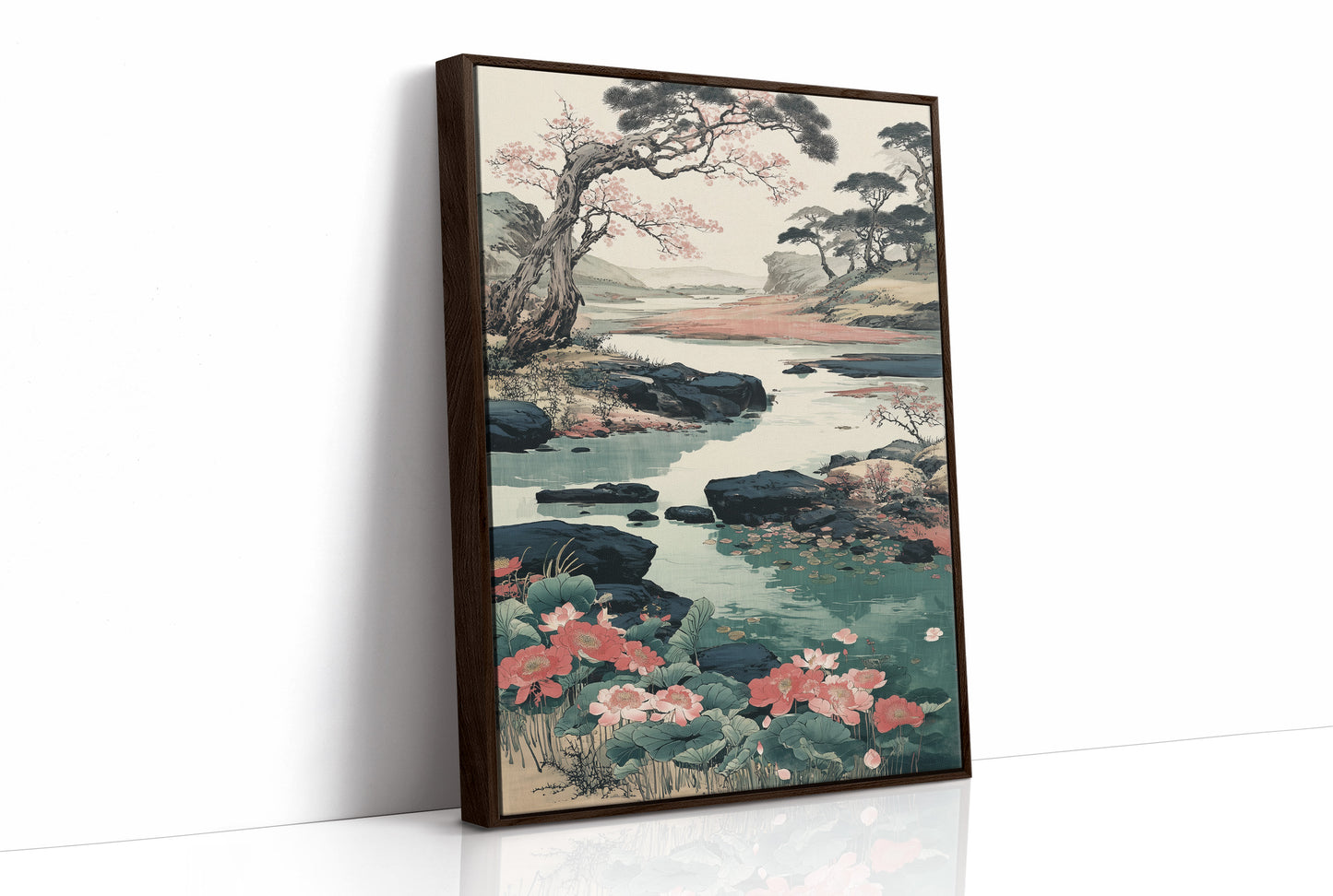 Cherry Blossoms Dance Above Turquoise Waters