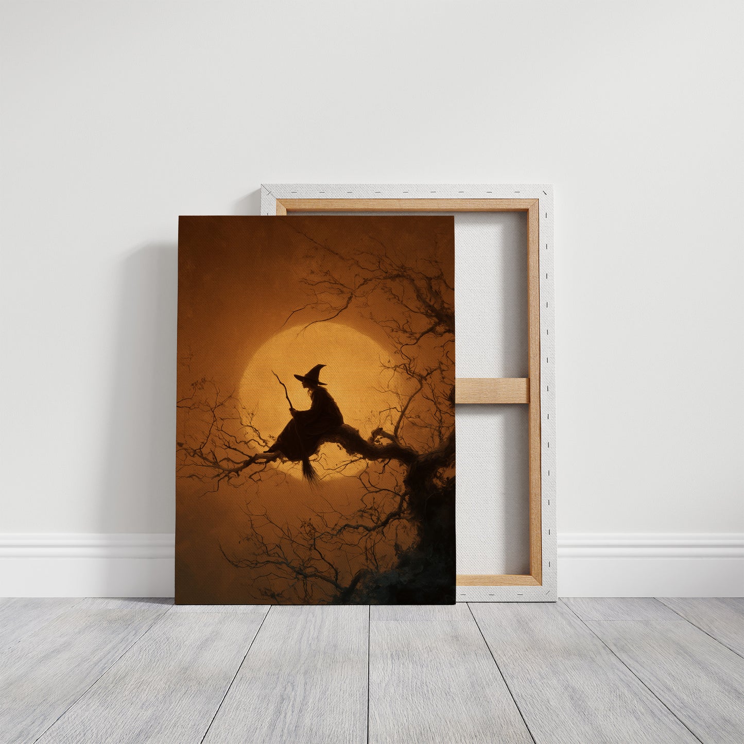 Midnight Perch Under Amber Moon