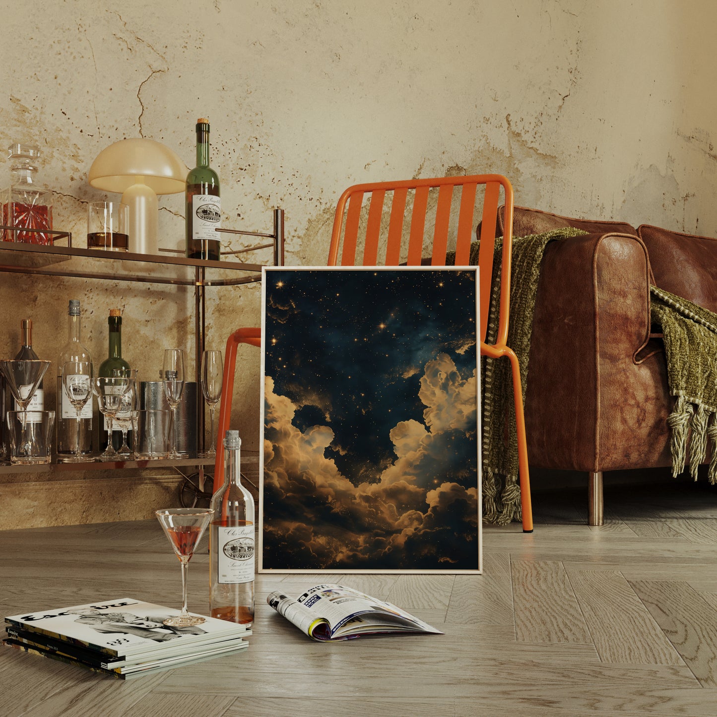 Golden Clouds Beneath a Midnight Sky