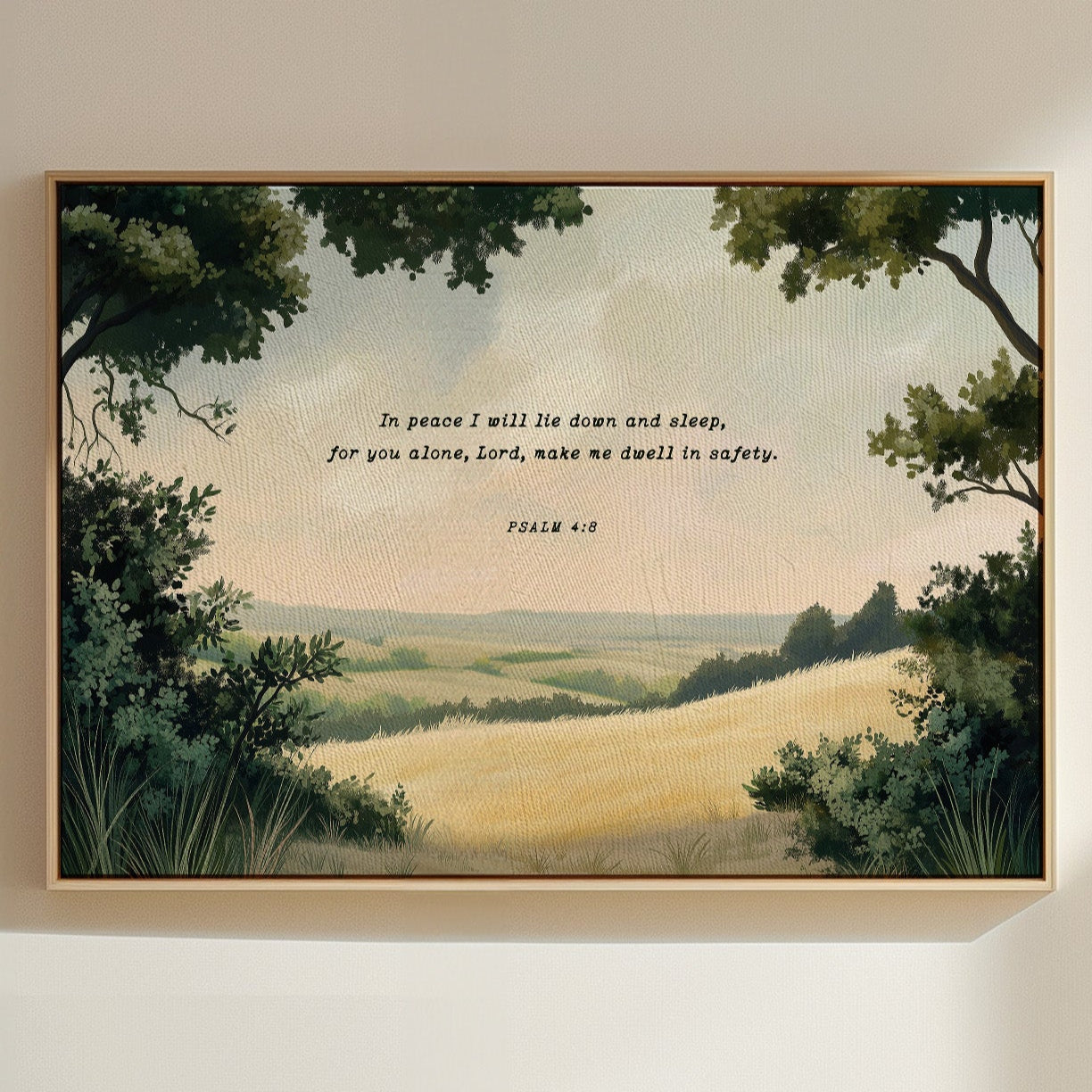 Peaceful Meadow with Psalm 4:8 Scripture