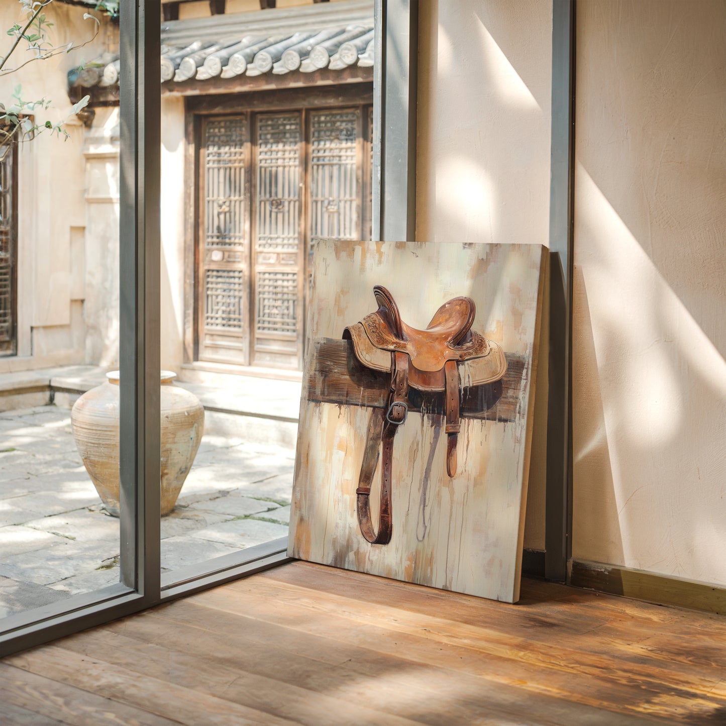 Weathered Rest: Western Saddle Still Life