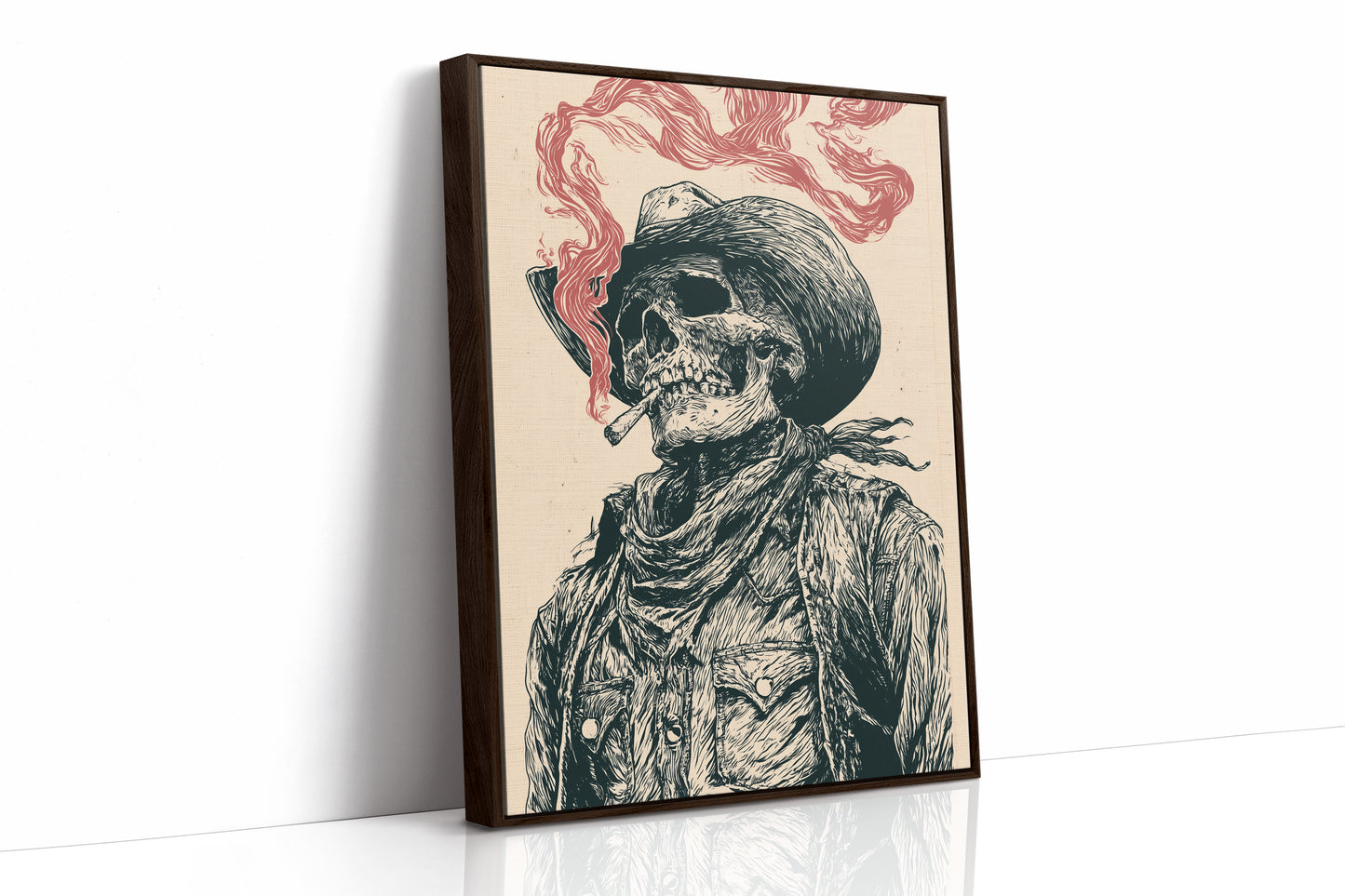 The Last Cowboy — Skeleton Portrait Engraving Print