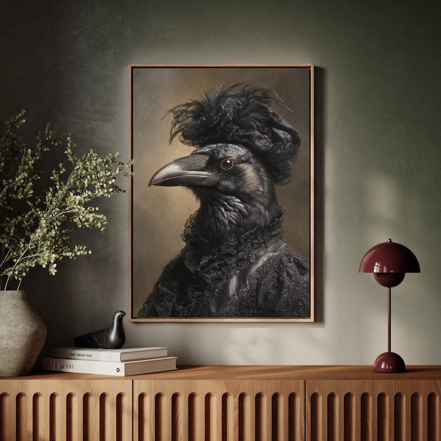 Elegantly Dressed Raven in Lace