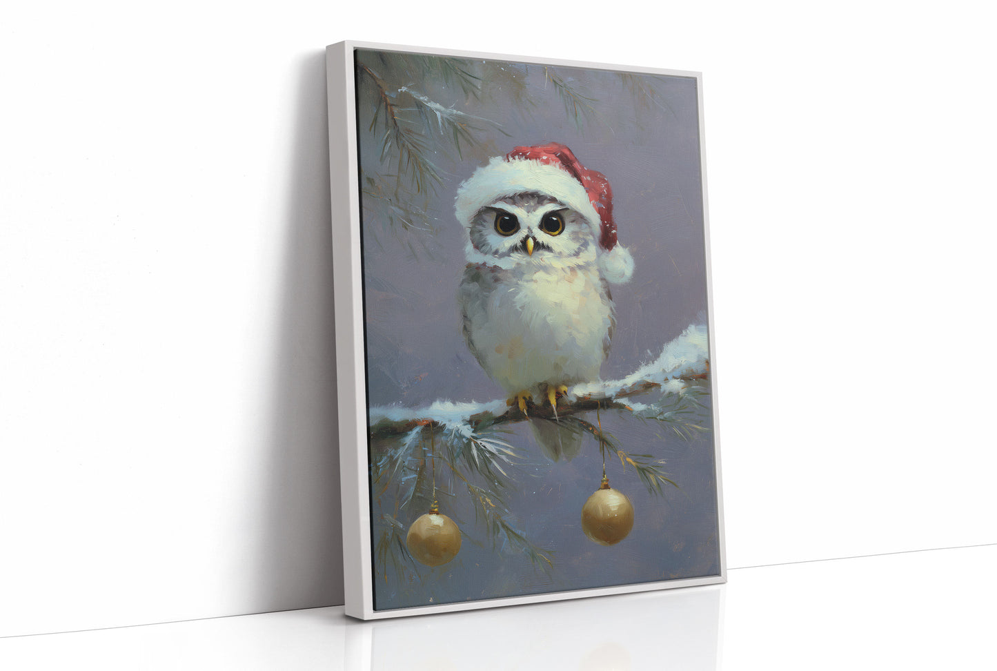 Festive Owl Perches Among Ornaments