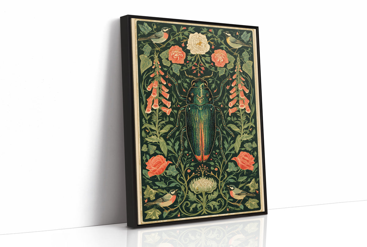 Emerald Beetle and Chrysanthemum