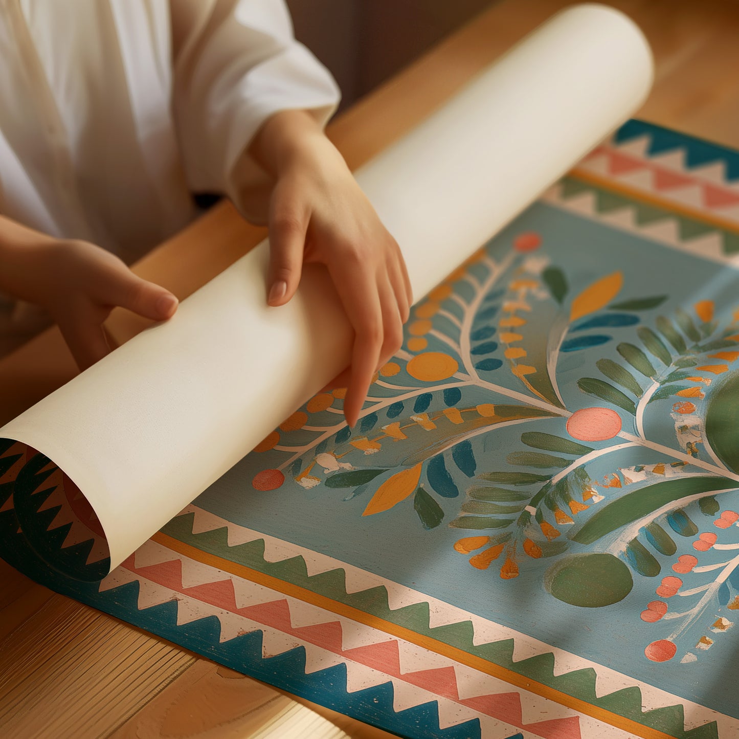 Folk Bloom in Summer Blue