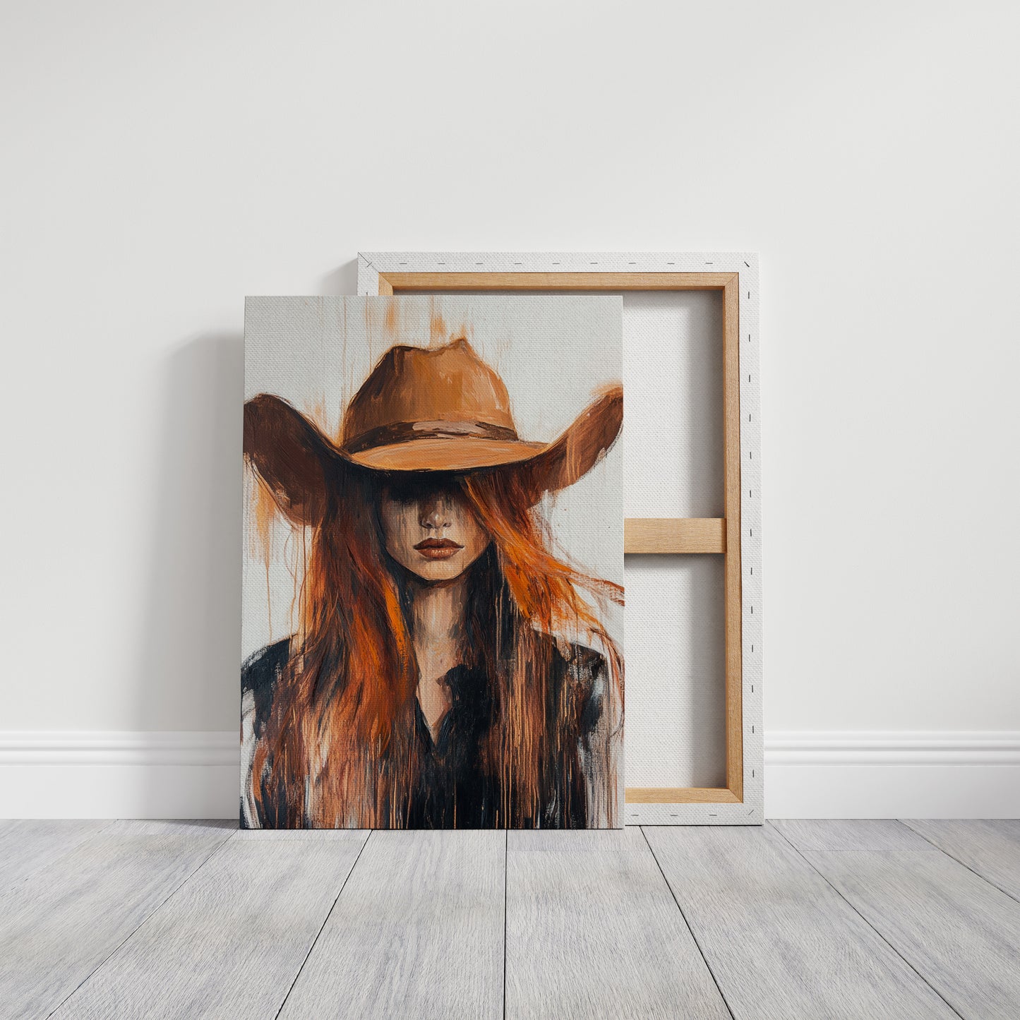 Western Flame – Bold Redhead Cowgirl Art