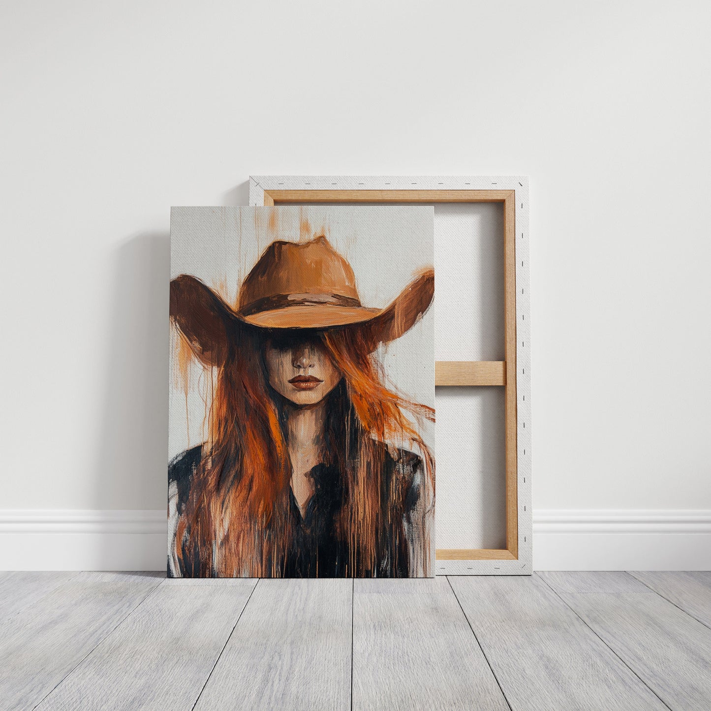Western Flame – Bold Redhead Cowgirl Art