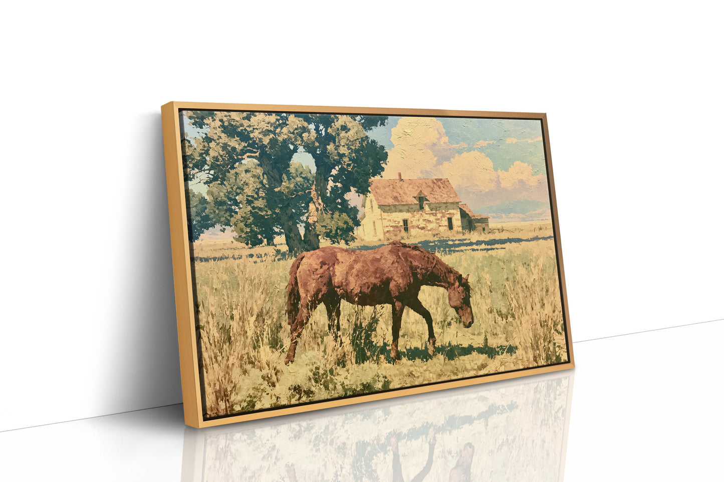 Grazing Horse at the Old Farmhouse