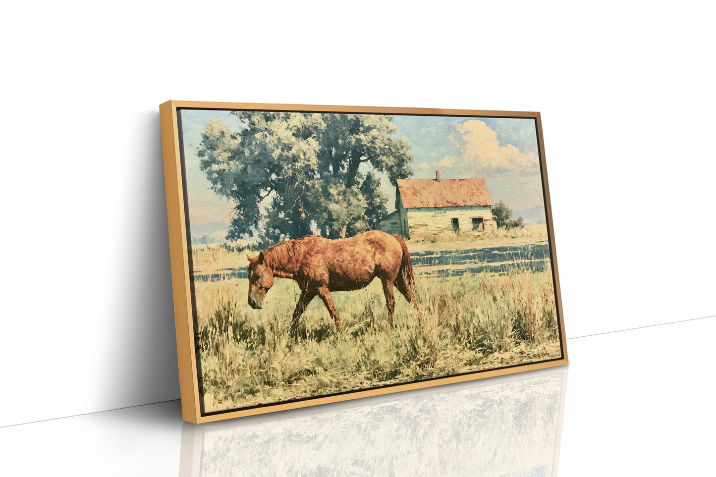 Chestnut Mare Beside the Old Homestead