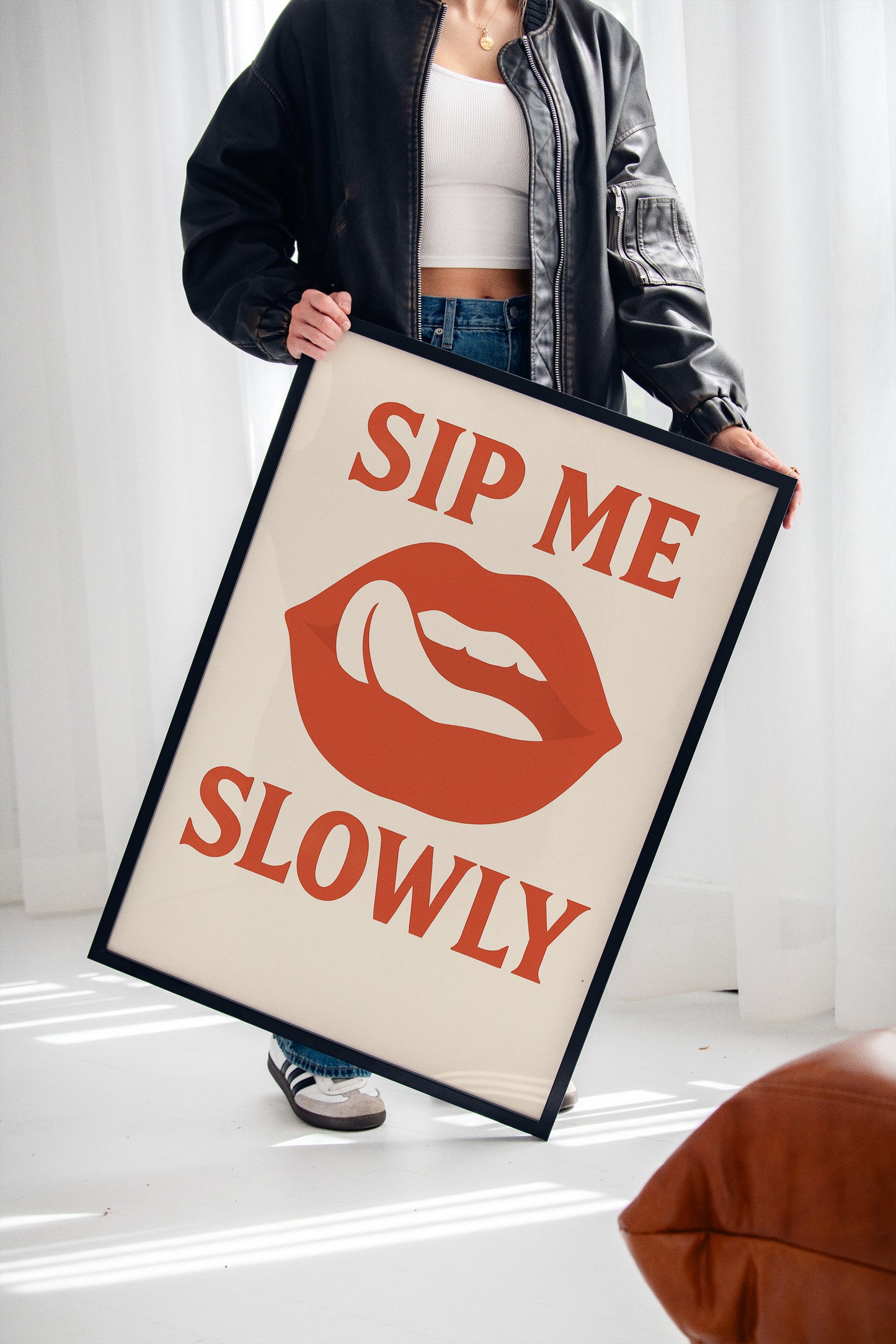Sip Me Slowly Retro Lips Print