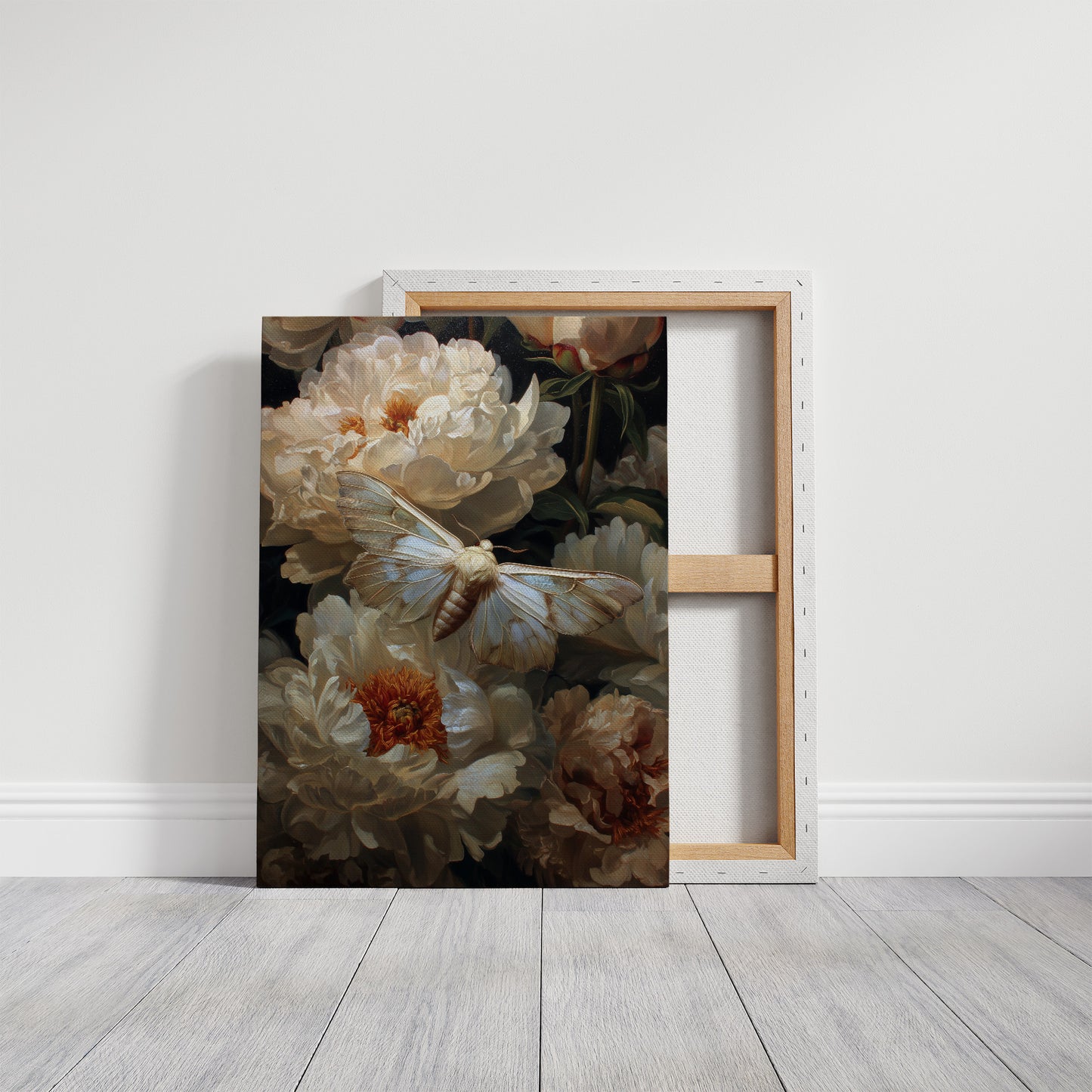 Moth Dances Among Ivory Blooms