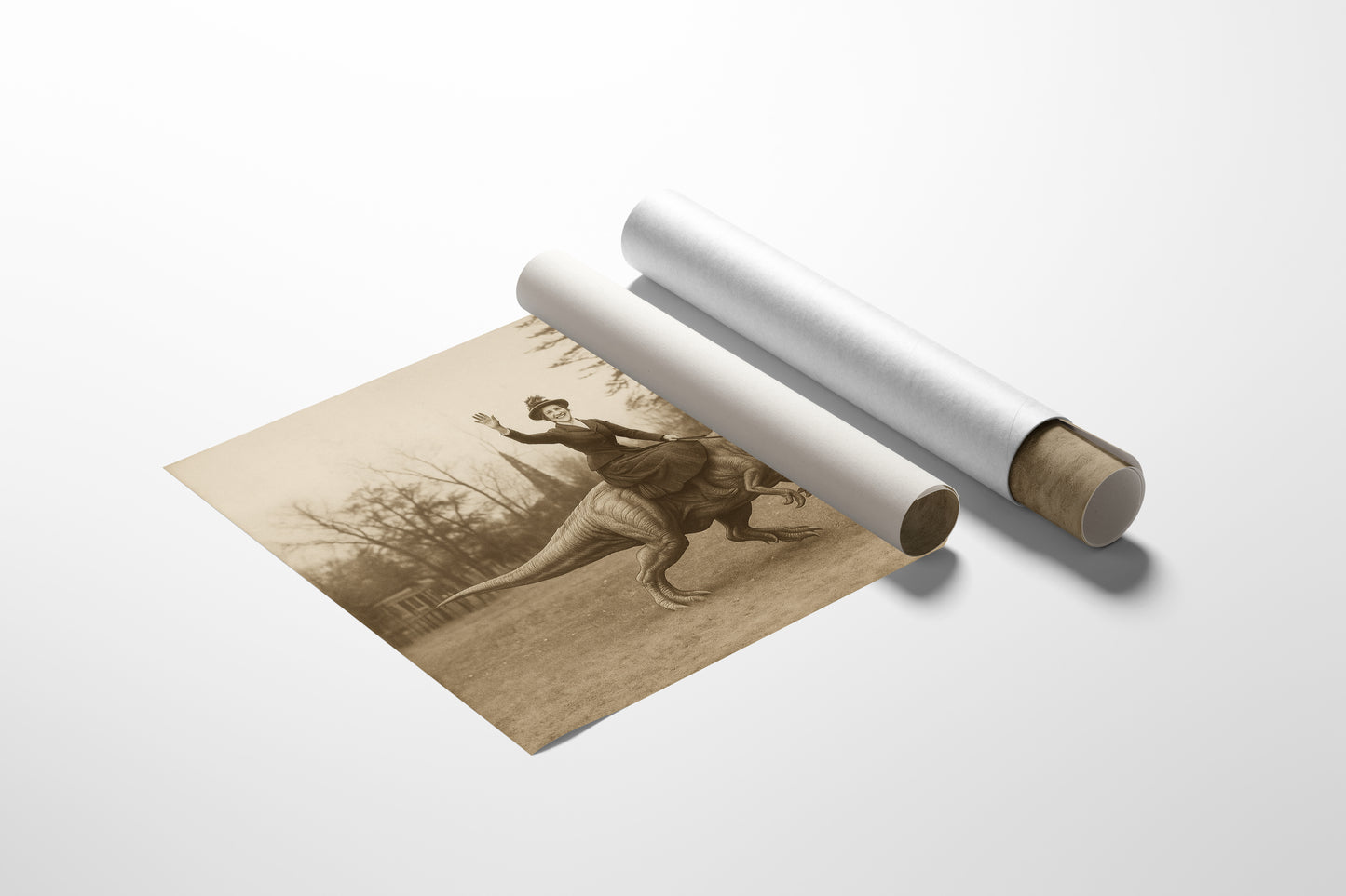 Victorian Lady Riding a Top-Hat T-Rex