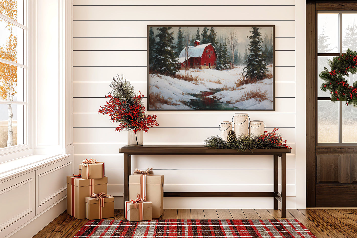 Red Barn Rests In Winter's Grace