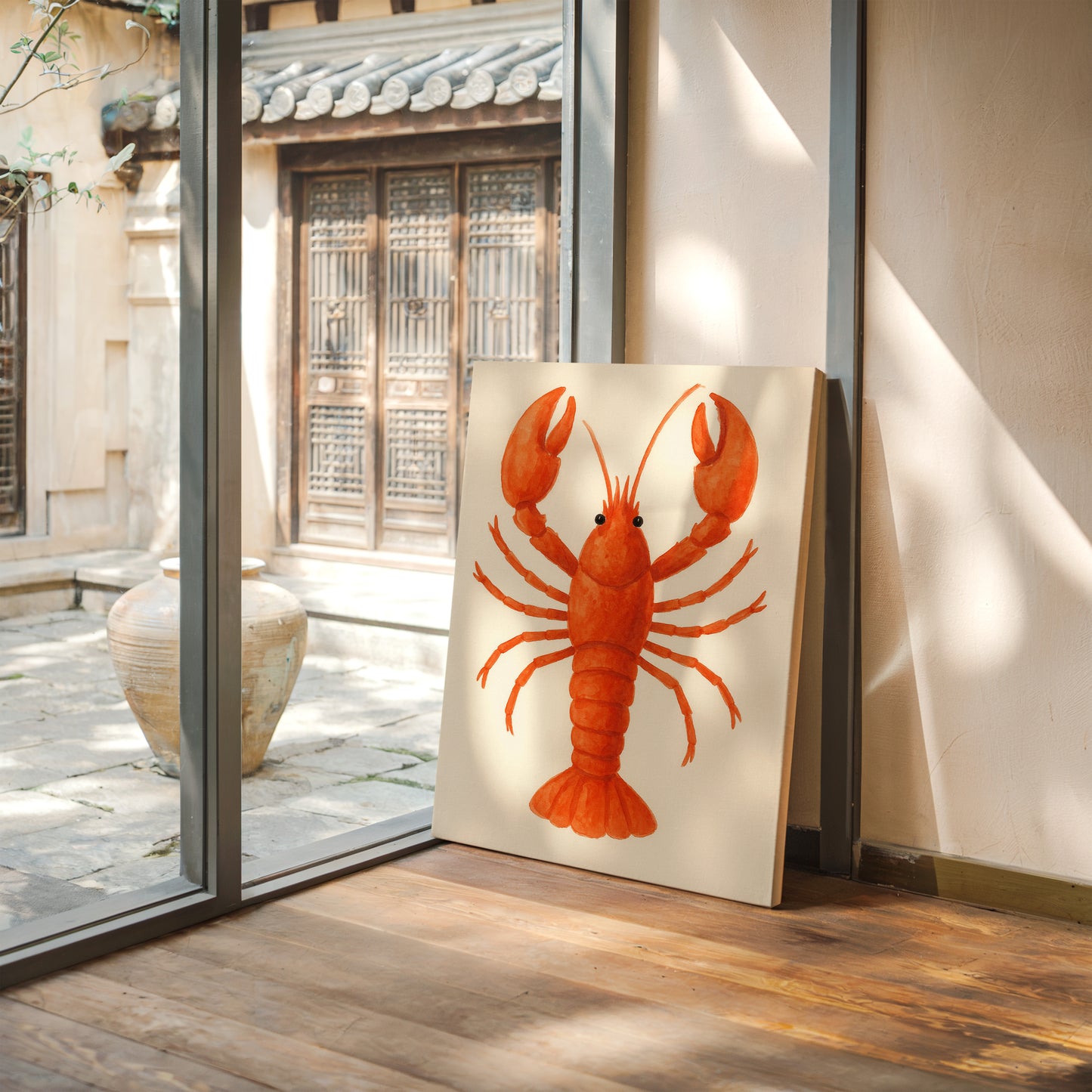 Watercolor Lobster in Coastal Red