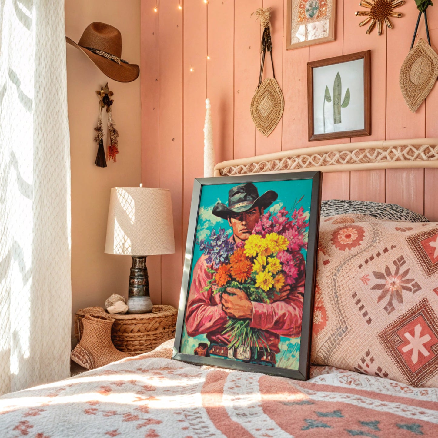 Wild Blooms Against Weathered Leather