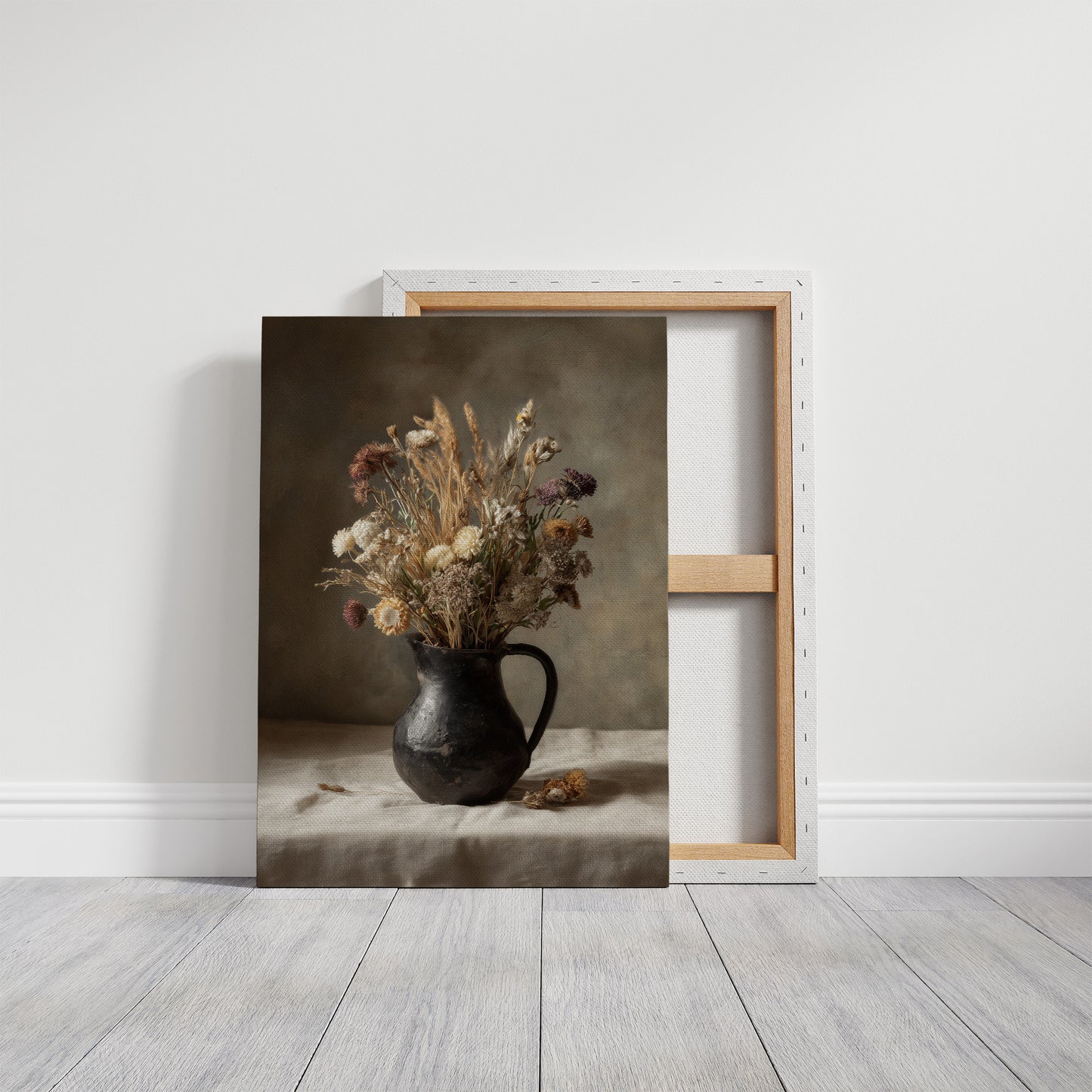 Dried Blooms In Earthen Pitcher