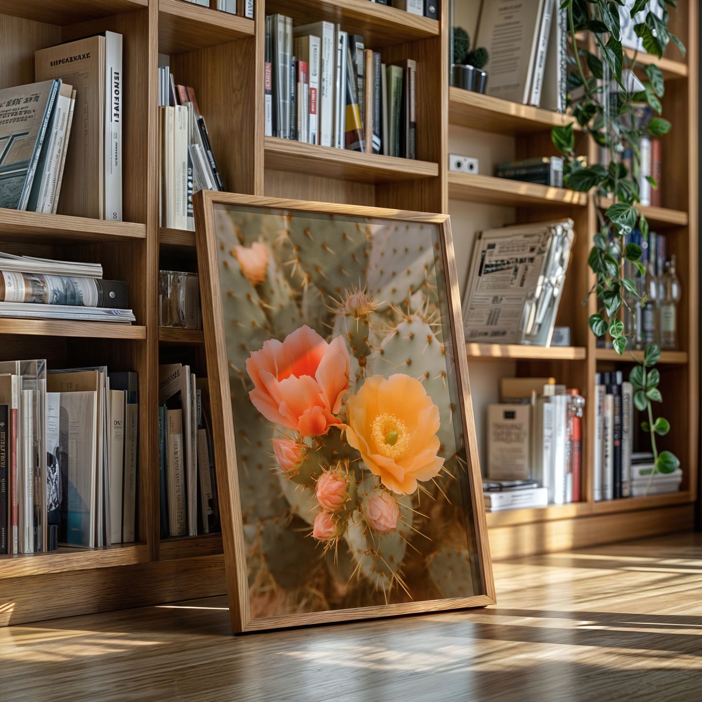 Blooming Cactus in Desert Light