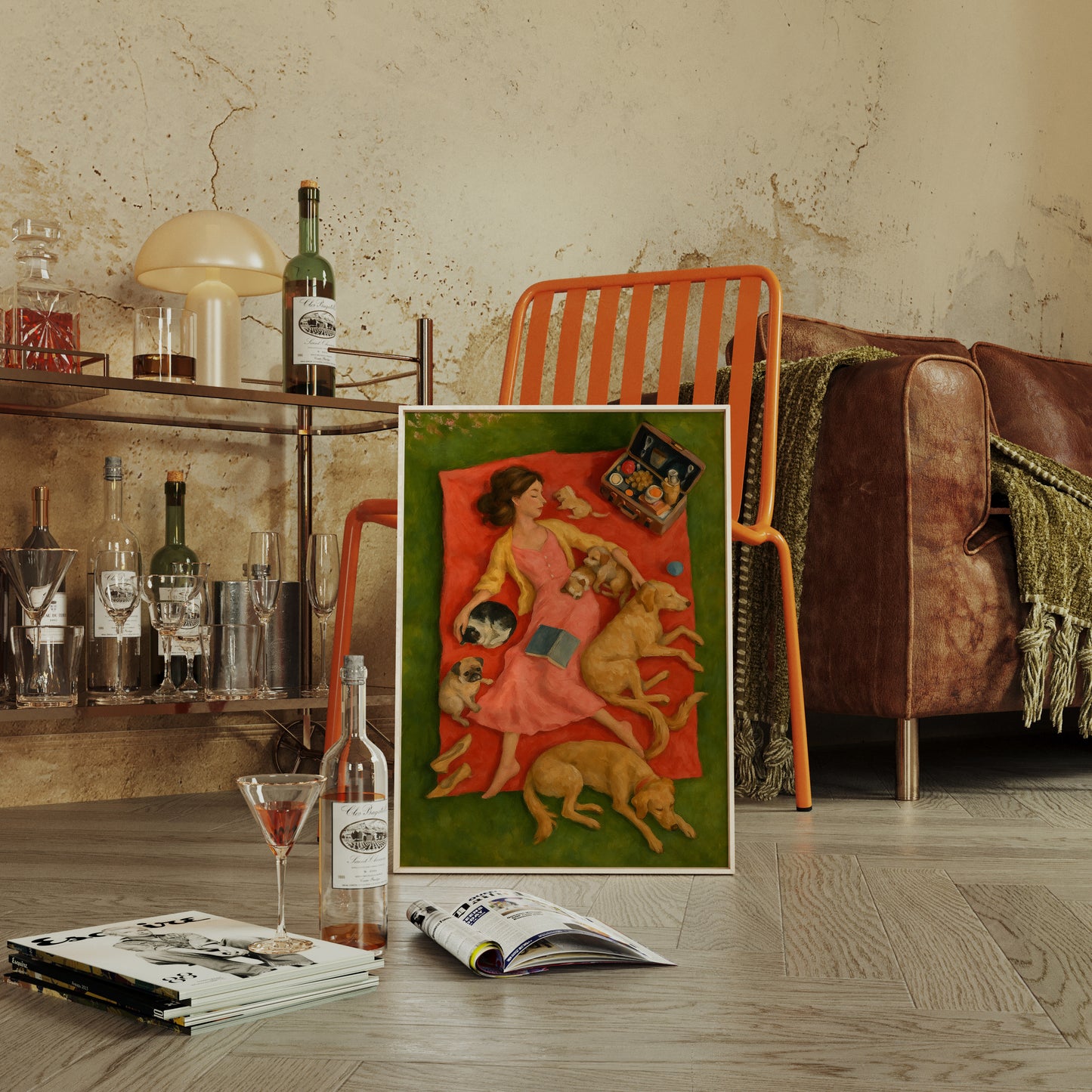 Picnic Nap with Dogs and a Book