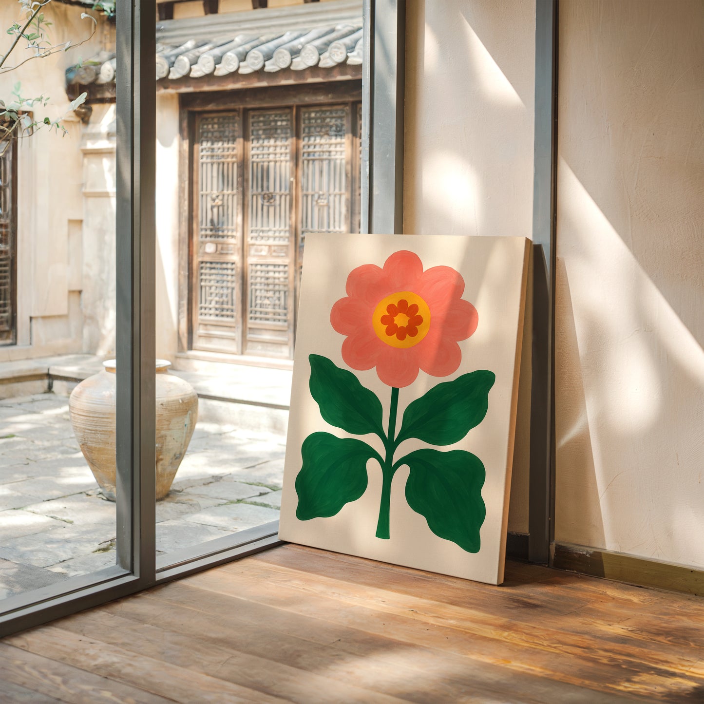 Sunny Bloom in Coral and Green