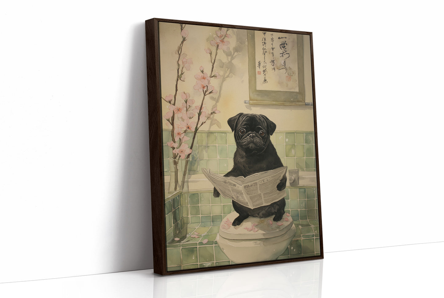 Pug's Morning News And Cherry Blossoms