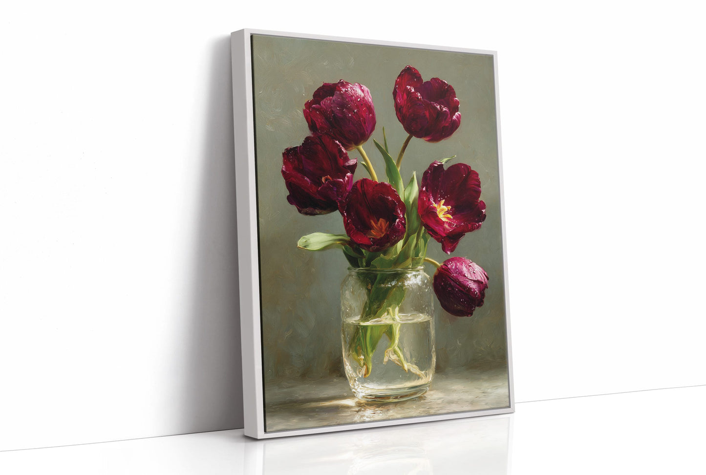 Still Life With Burgundy Tulips