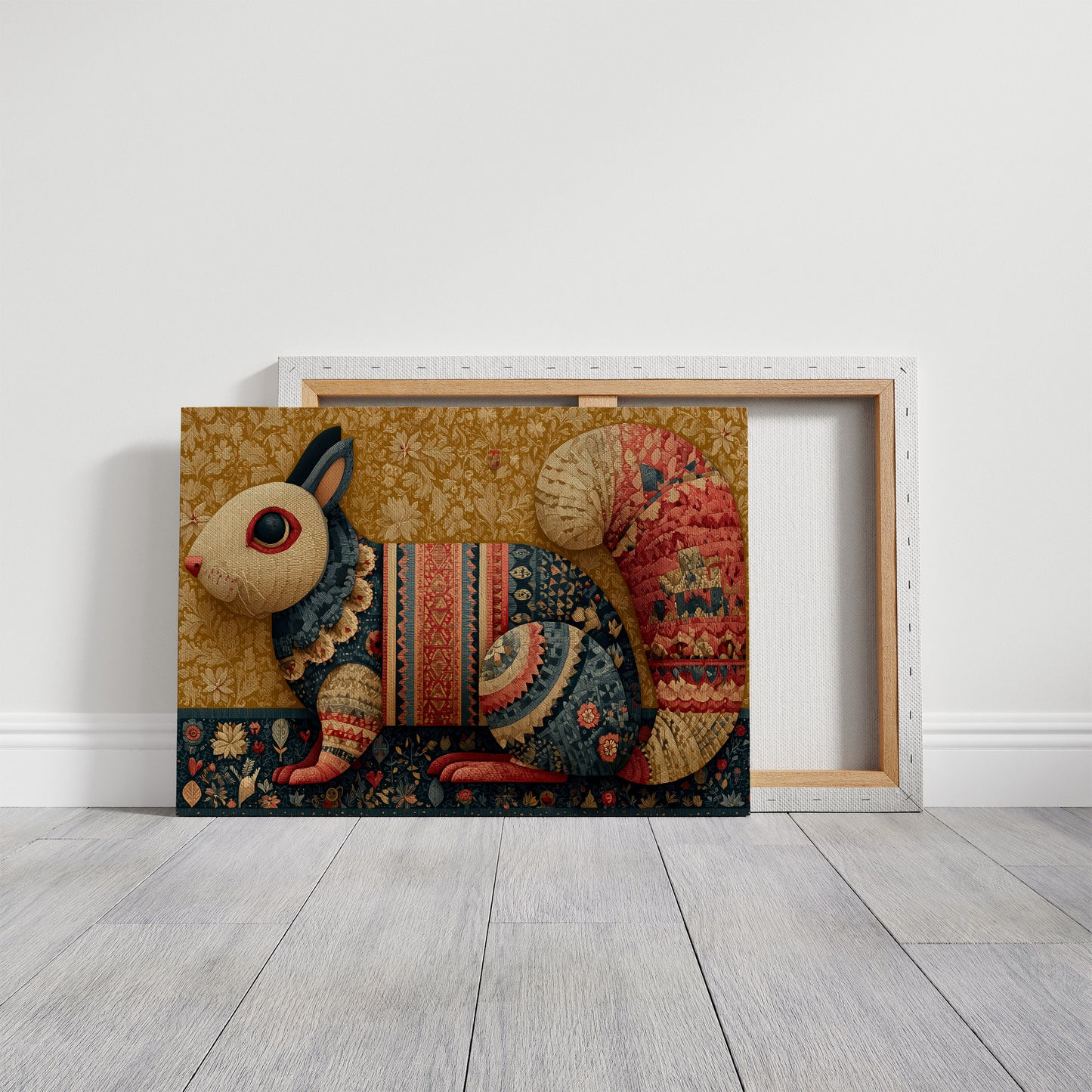 Folk Tapestry Rabbit Portrait