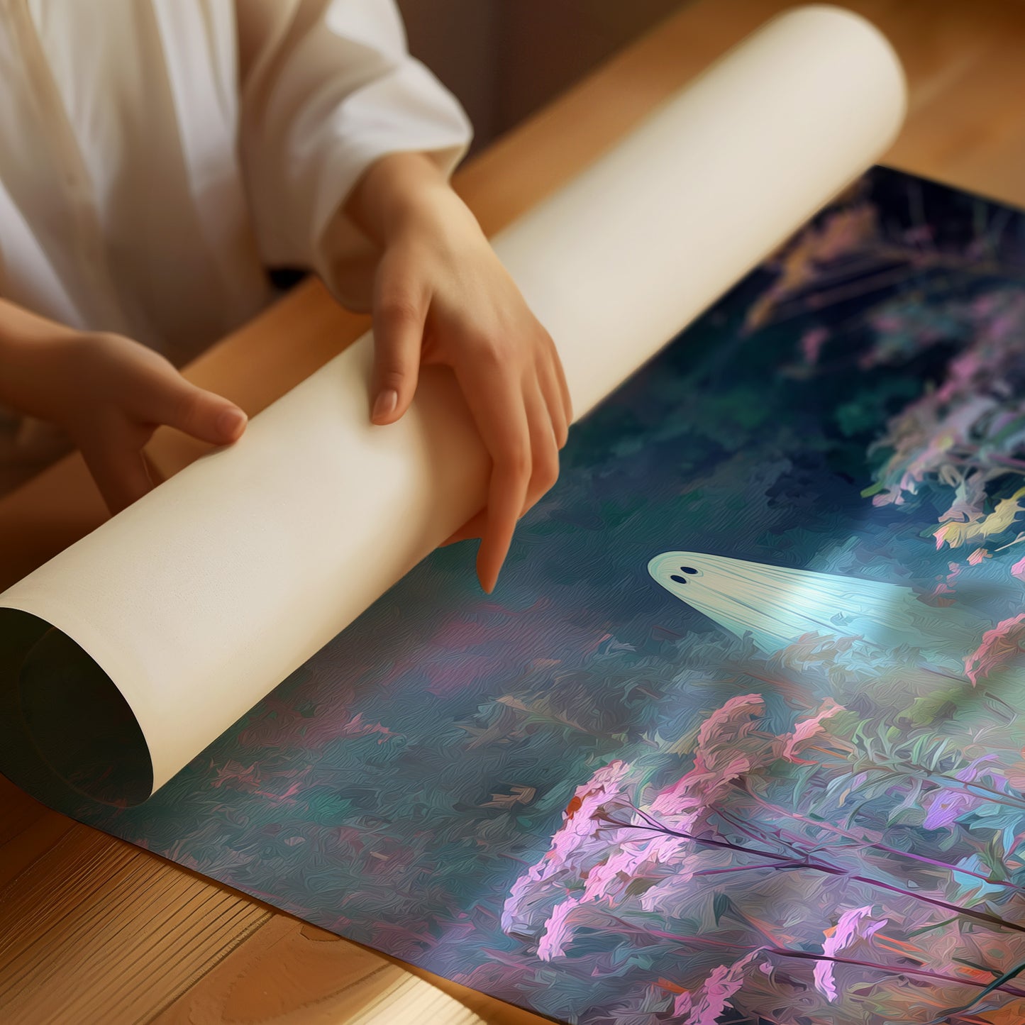 Midnight Bloom Meets Spectral Visitor