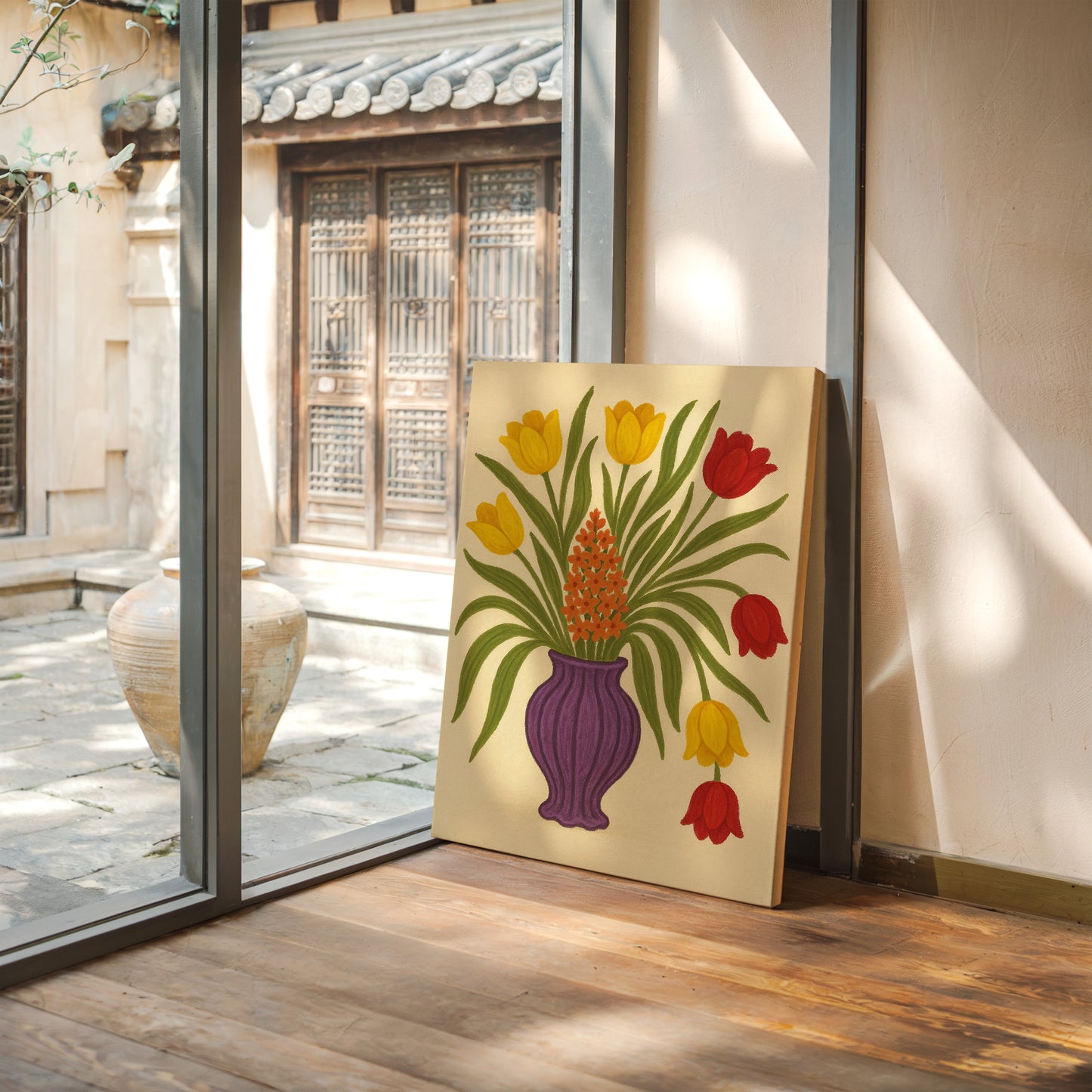 Tulips in a Plum Vase