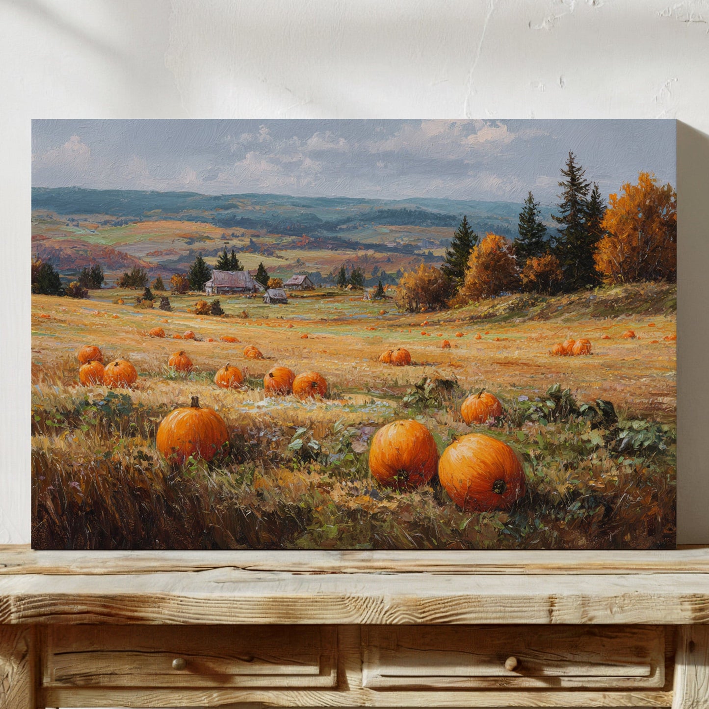 Pumpkins Rest In Rolling Hills
