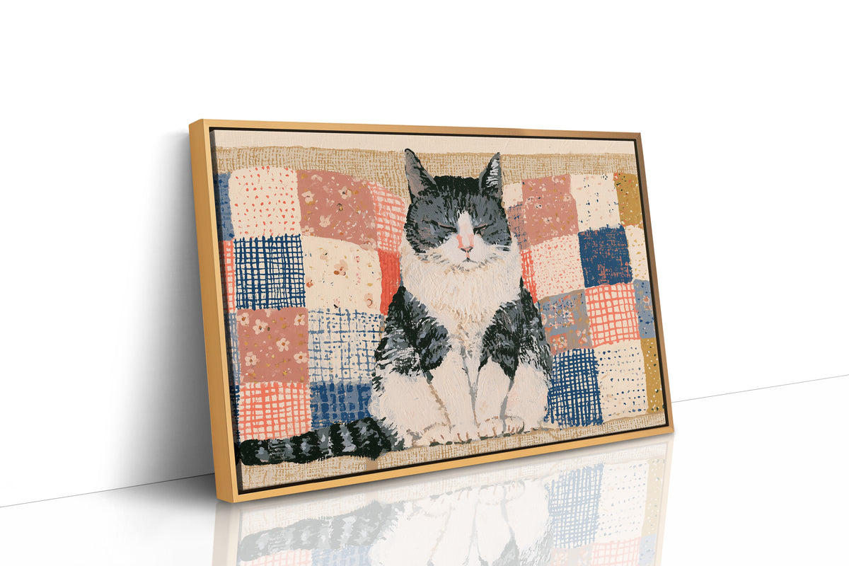 Tuxedo Cat Navy Patchwork